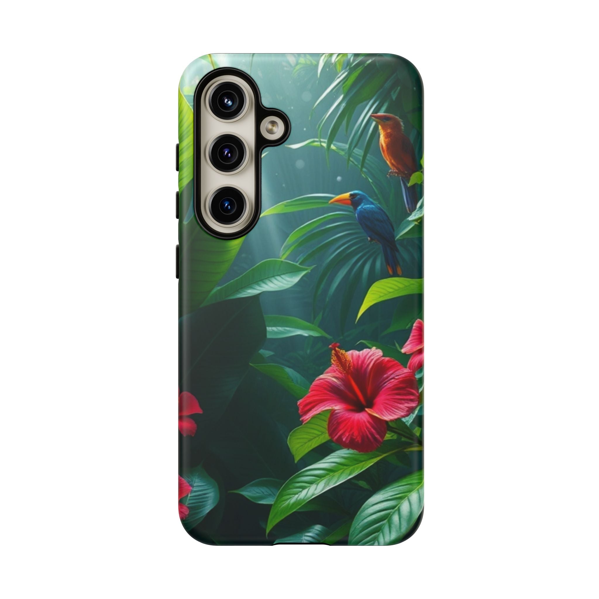 Android OR iPhone Compatible Cases - Tropical Flower & Bird Design - Unique Tough Cases
