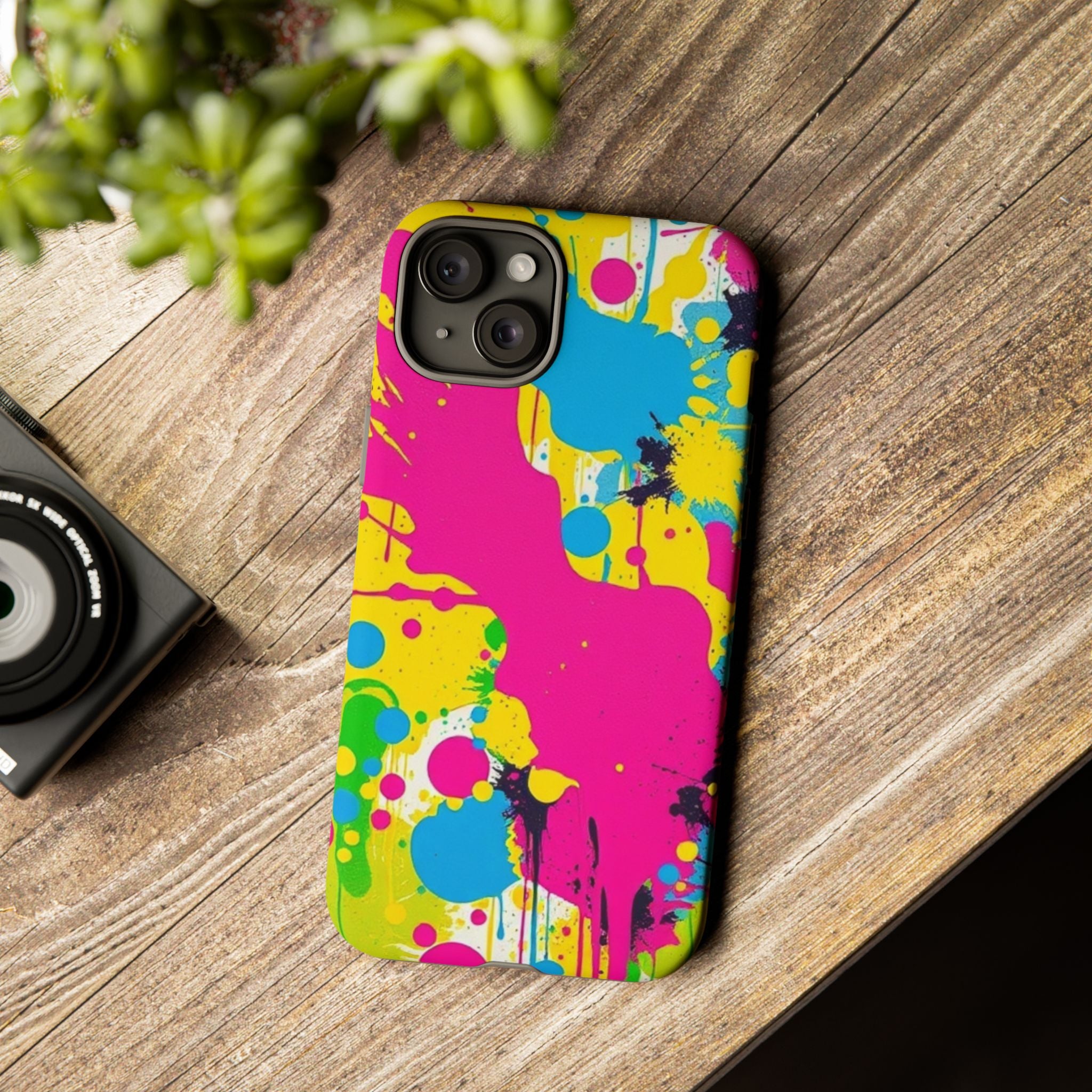 Android OR iPhone Compatible Cases - Crazy Retro Color Splash Design - Unique Tough Cases