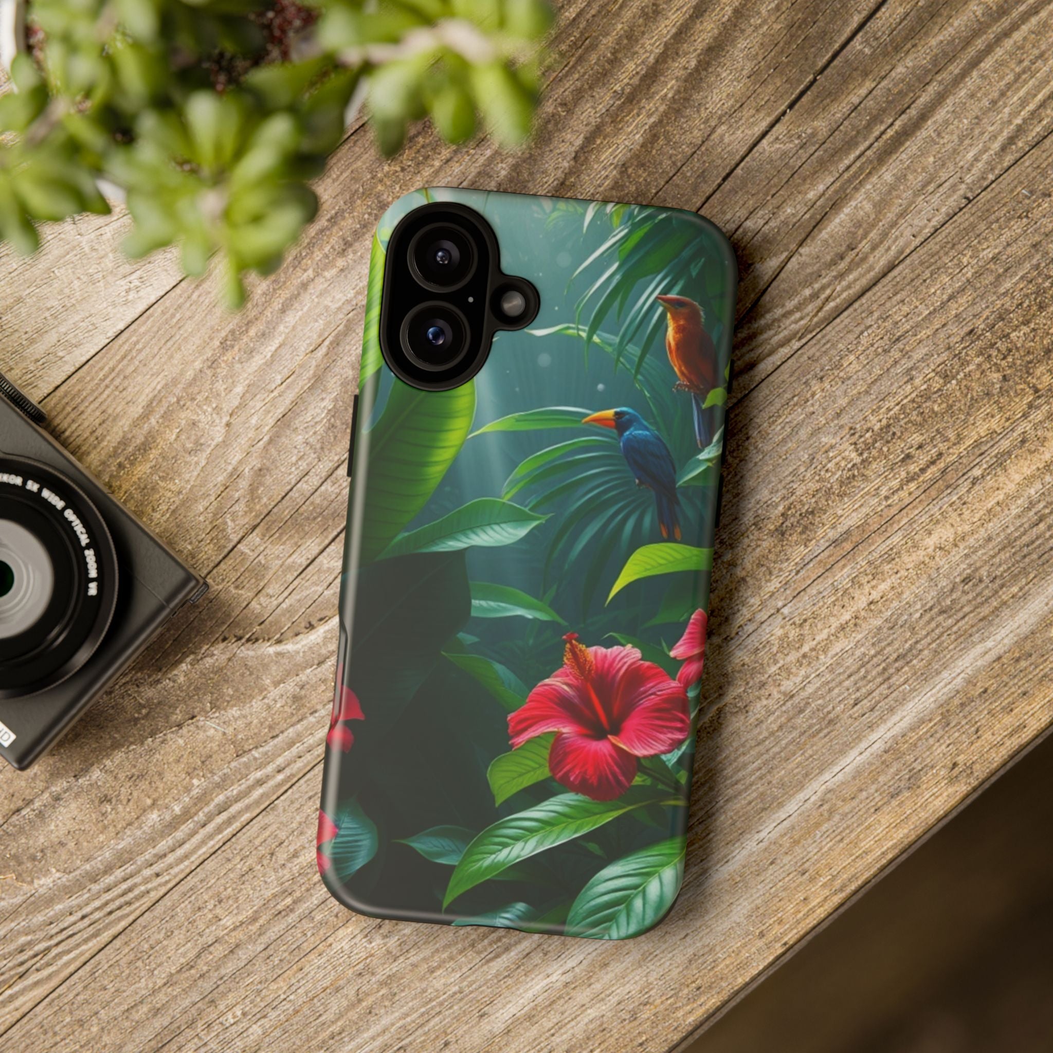 Android OR iPhone Compatible Cases - Tropical Flower & Bird Design - Unique Tough Cases
