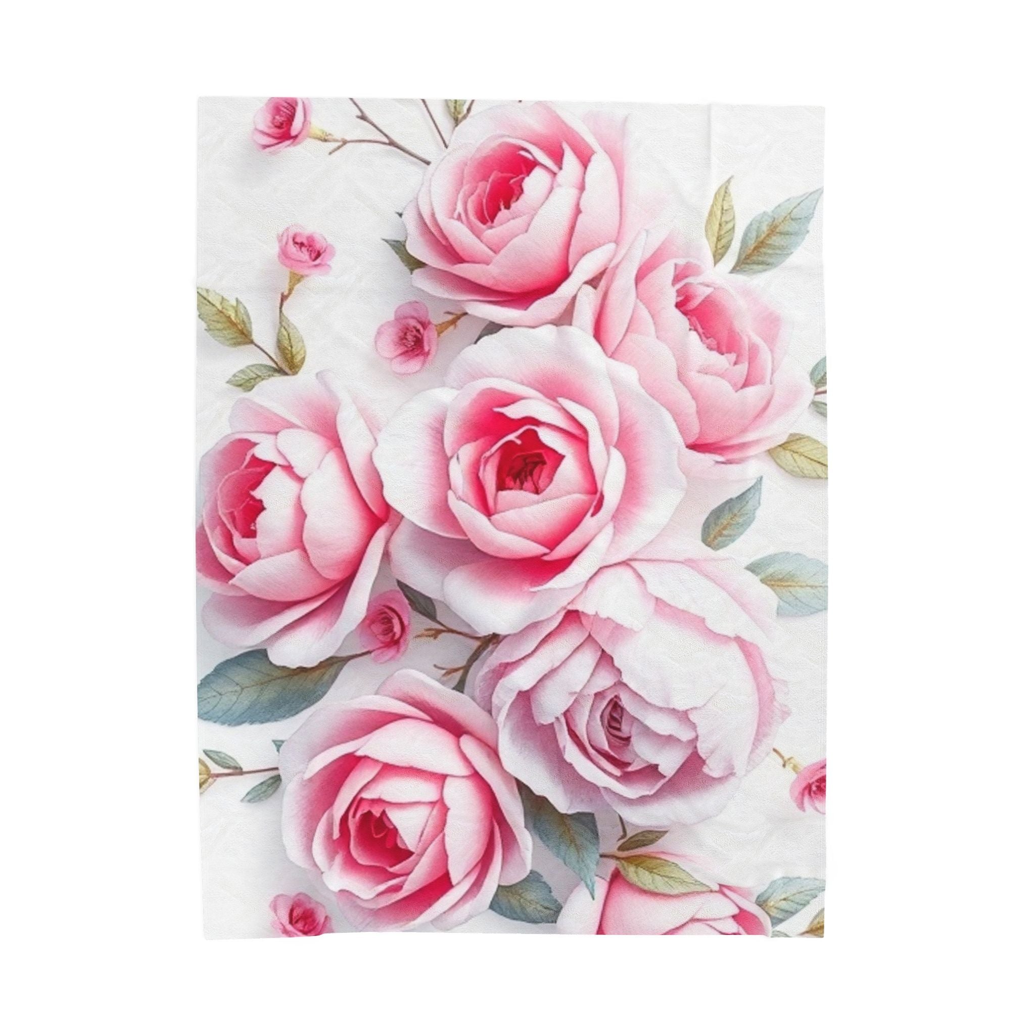 Beautiful Pink Flowers Velveteen Plush Blanket – For Comfort and Warmth