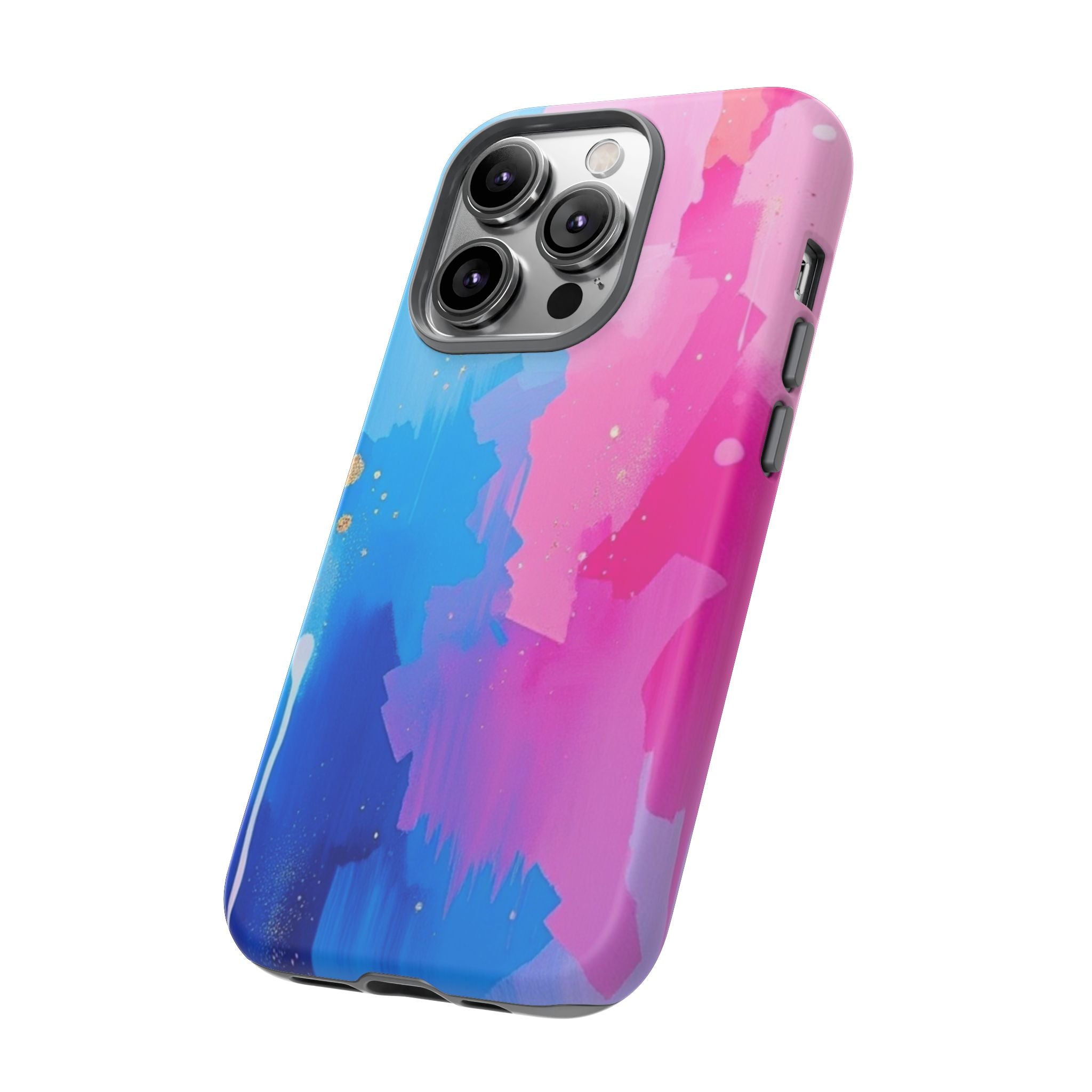 Android OR iPhone Compatible Cases - Pink and Blue Color Splash Design