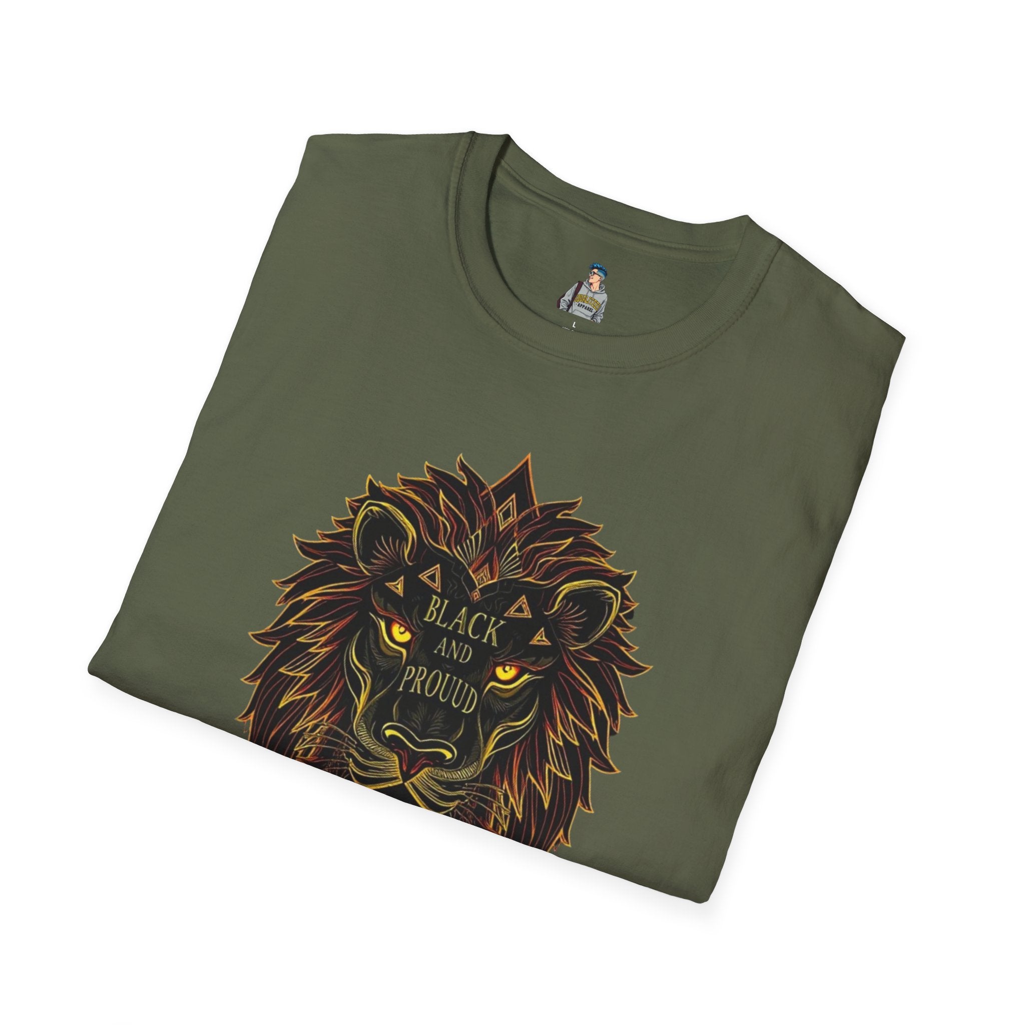 Black & Proud Lion Softstyle T-Shirt - Unisex Graphic Tee