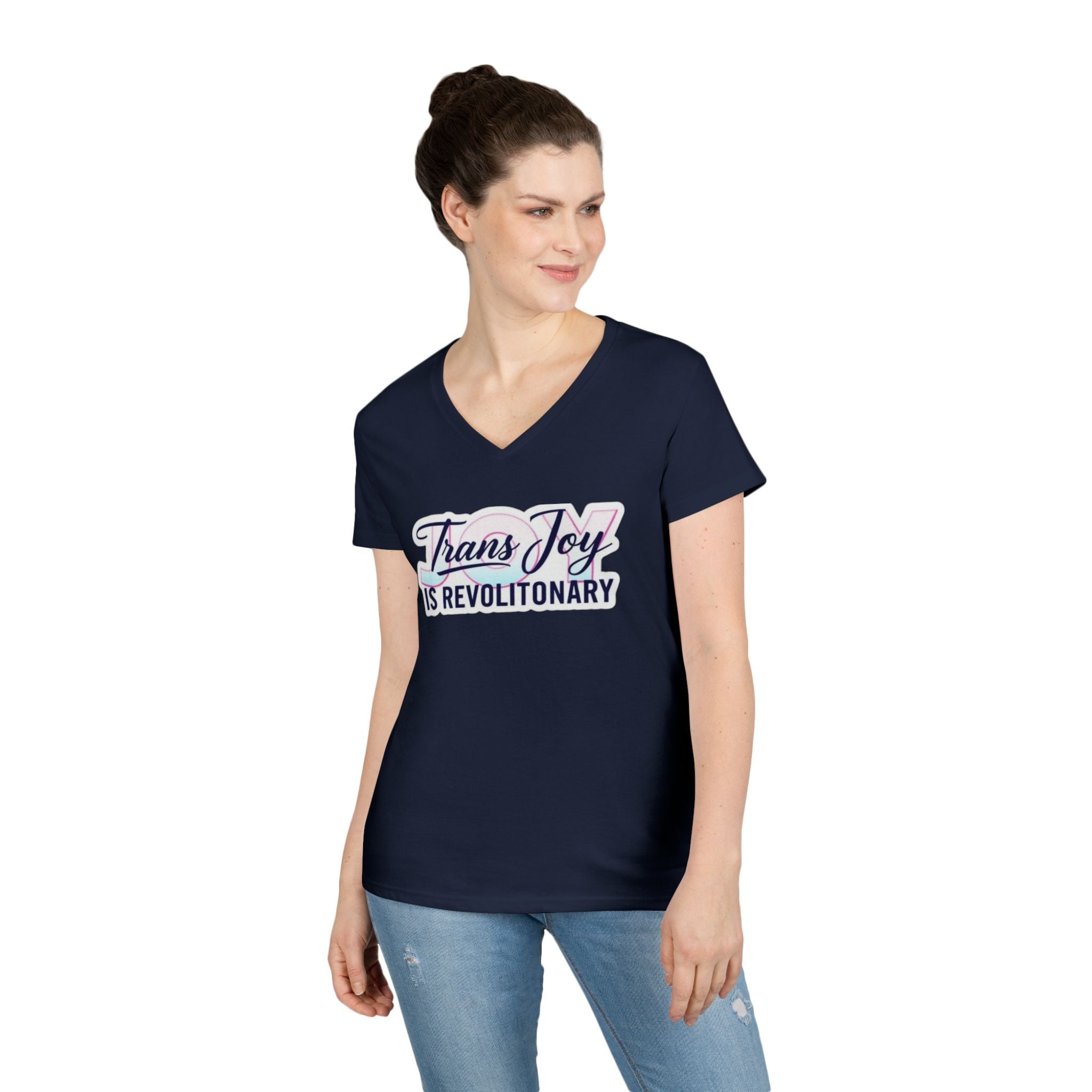 Trans Joy Ladies' V-Neck T-Shirt - Celebrate the LGBTQ+ Community