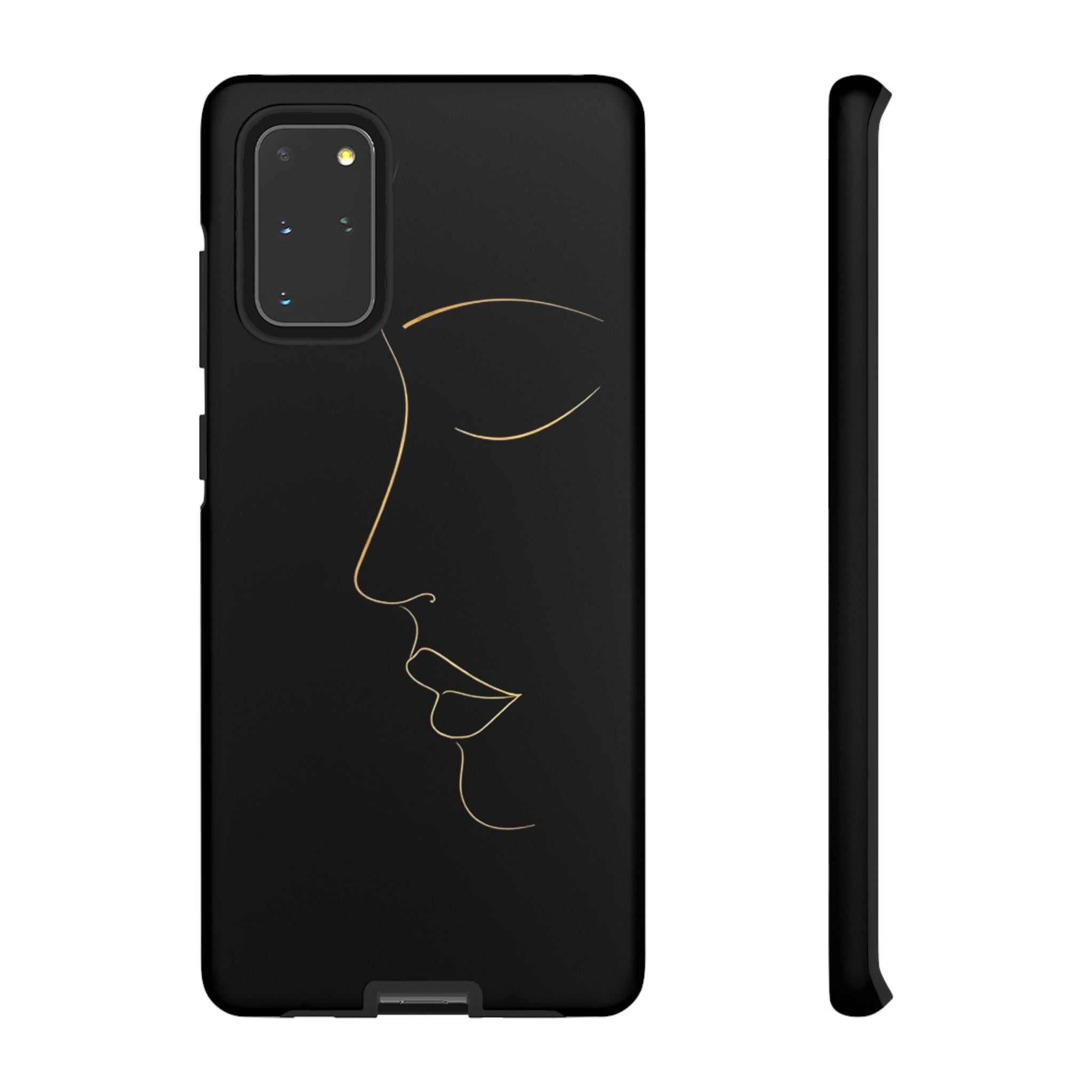 Android OR iPhone Compatible Cases - Gold Line Face Design - Unique Tough Cases