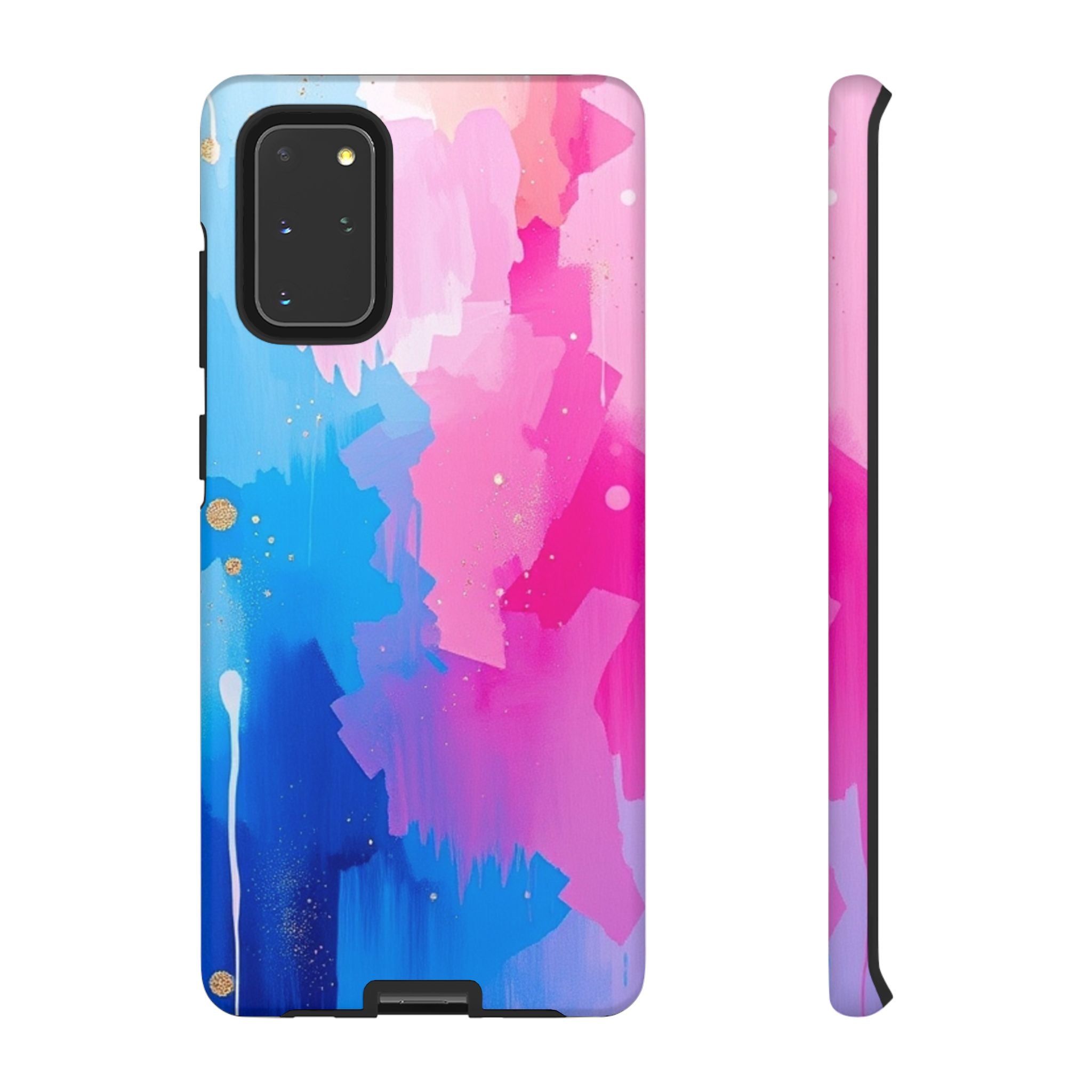 Android OR iPhone Compatible Cases - Pink and Blue Color Splash Design
