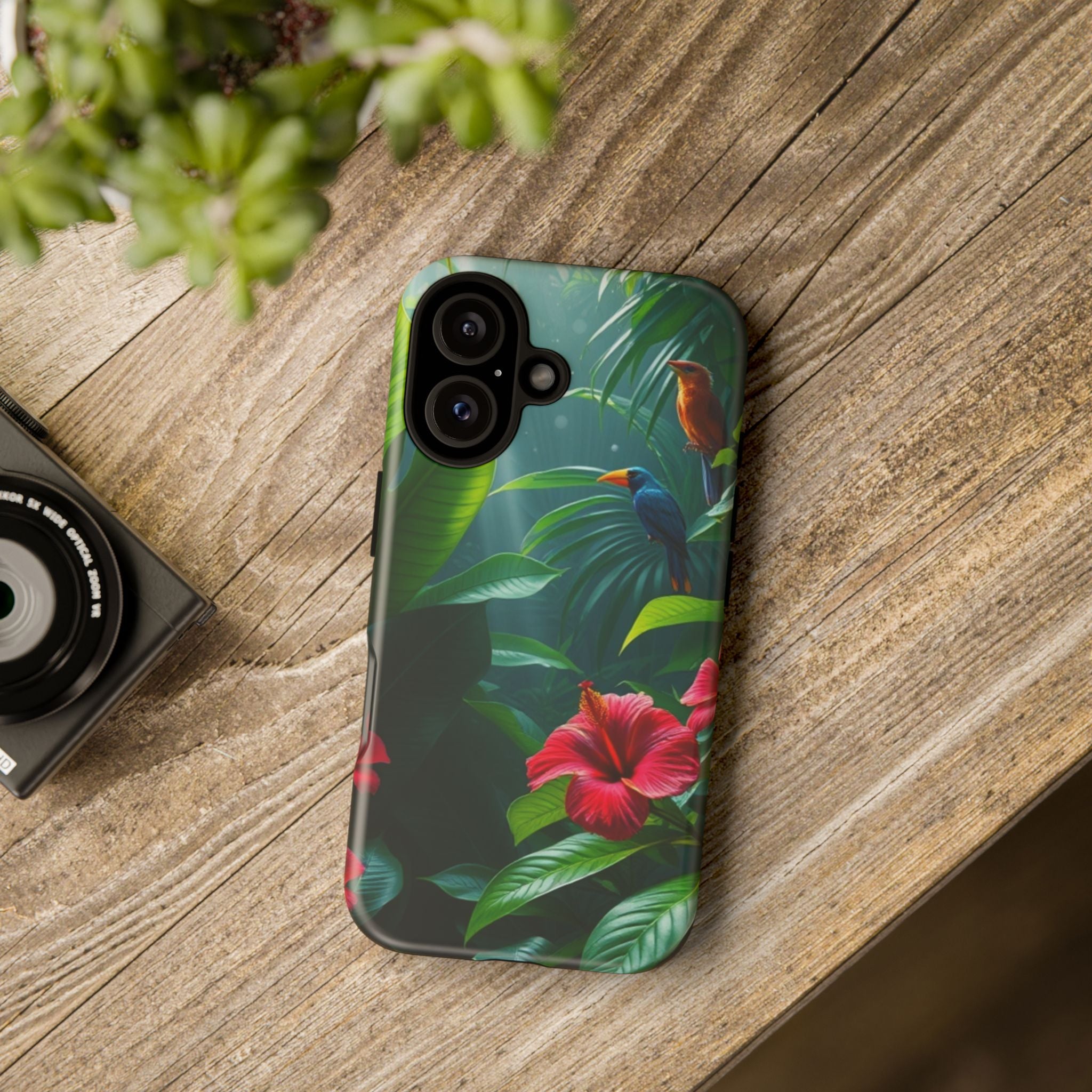 Android OR iPhone Compatible Cases - Tropical Flower & Bird Design - Unique Tough Cases