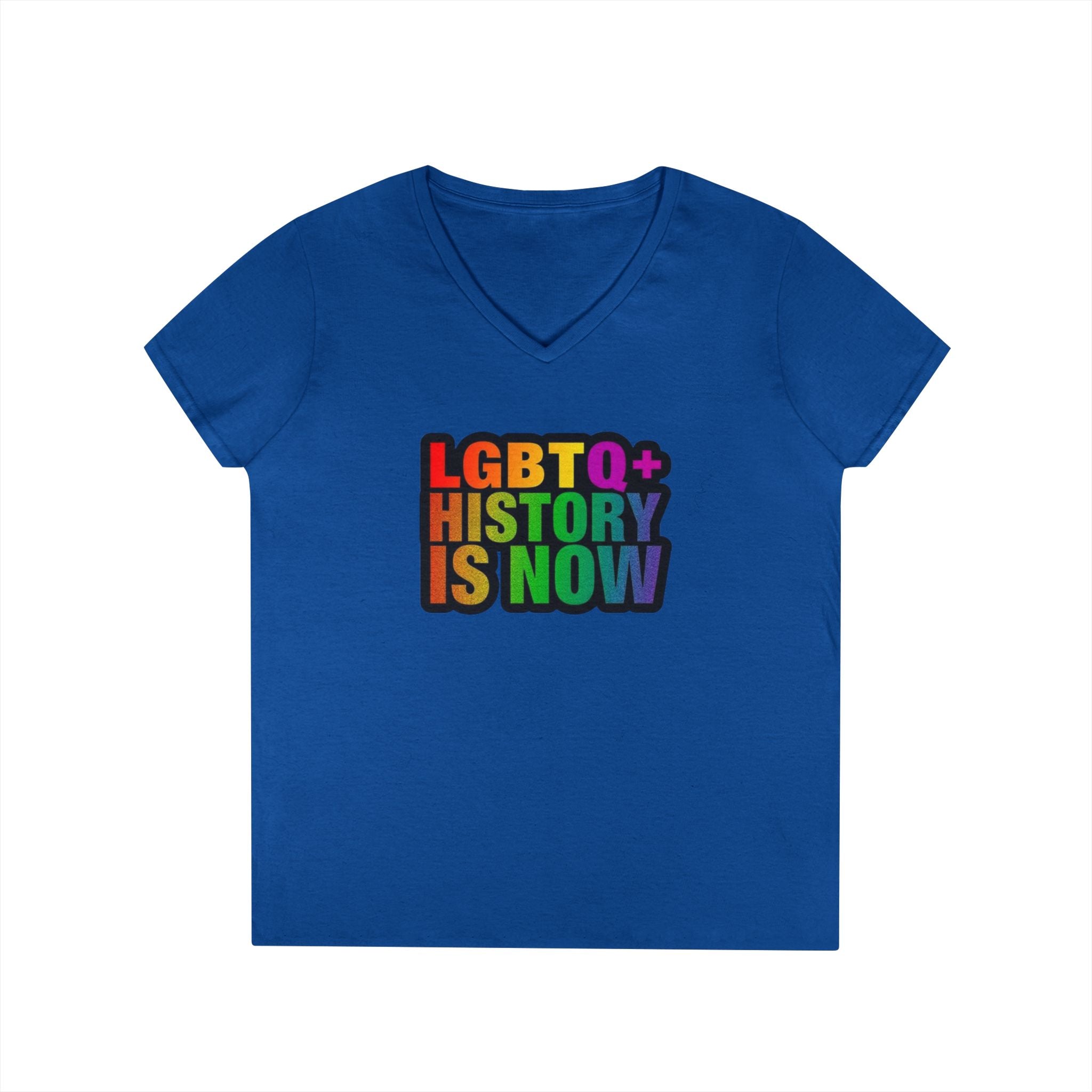 LGBTQ+ History V-Neck T-Shirt for Pride and Awareness