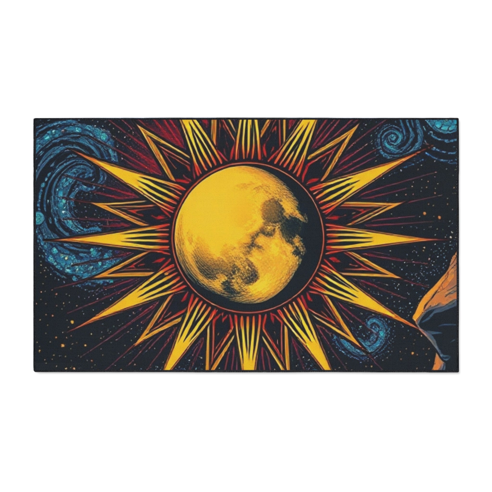 Cosmic Moon Heavy Duty Floor Mat - Vibrant Space Design for Home Decor