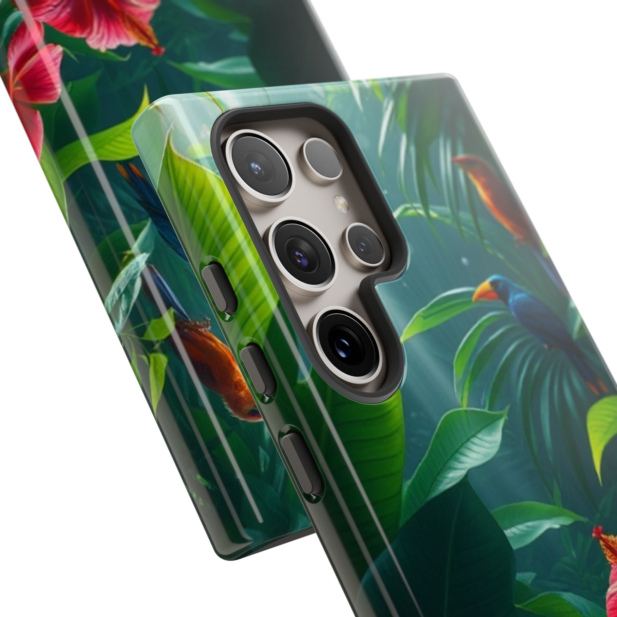 Android OR iPhone Compatible Cases - Tropical Flower & Bird Design - Unique Tough Cases