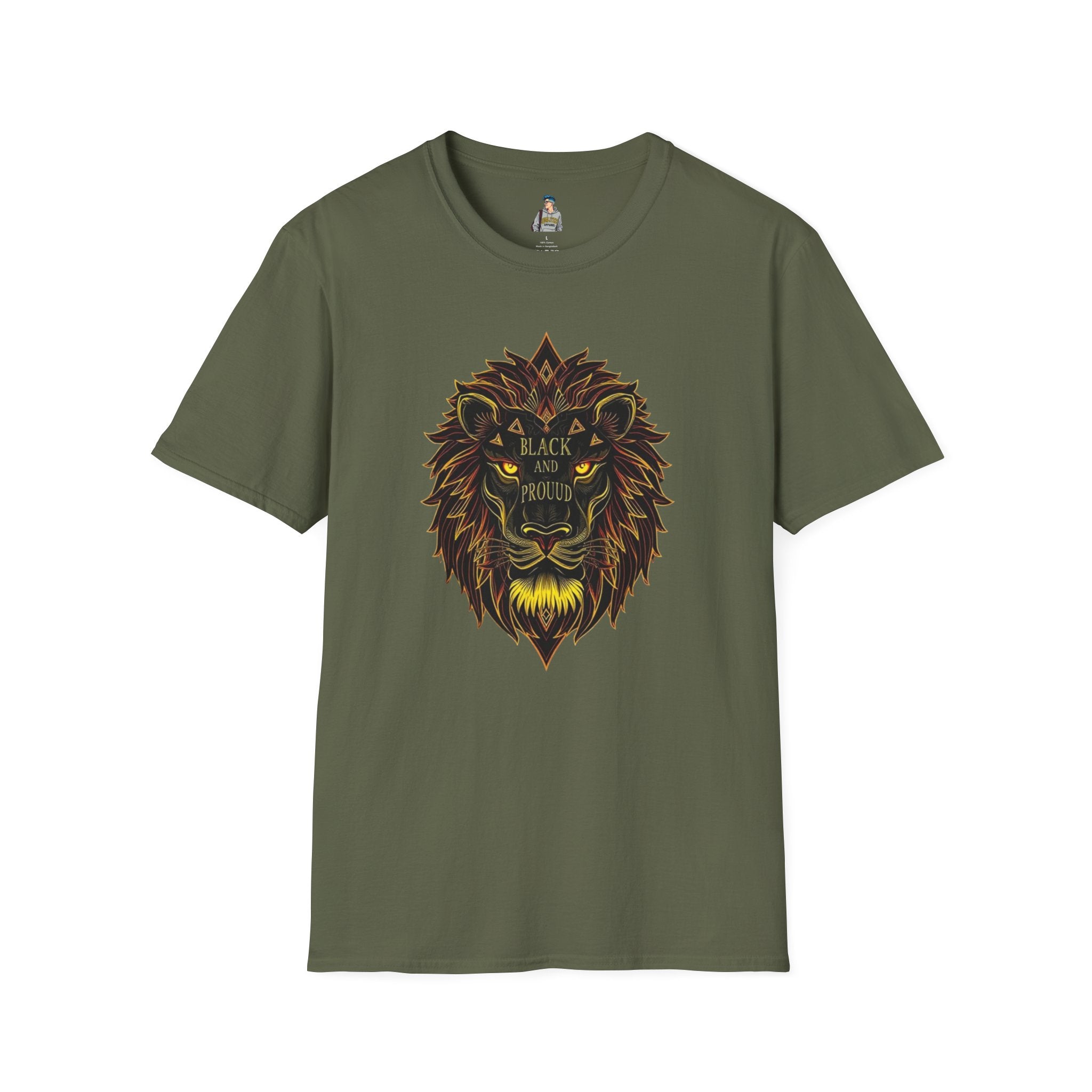 Black & Proud Lion Softstyle T-Shirt - Unisex Graphic Tee