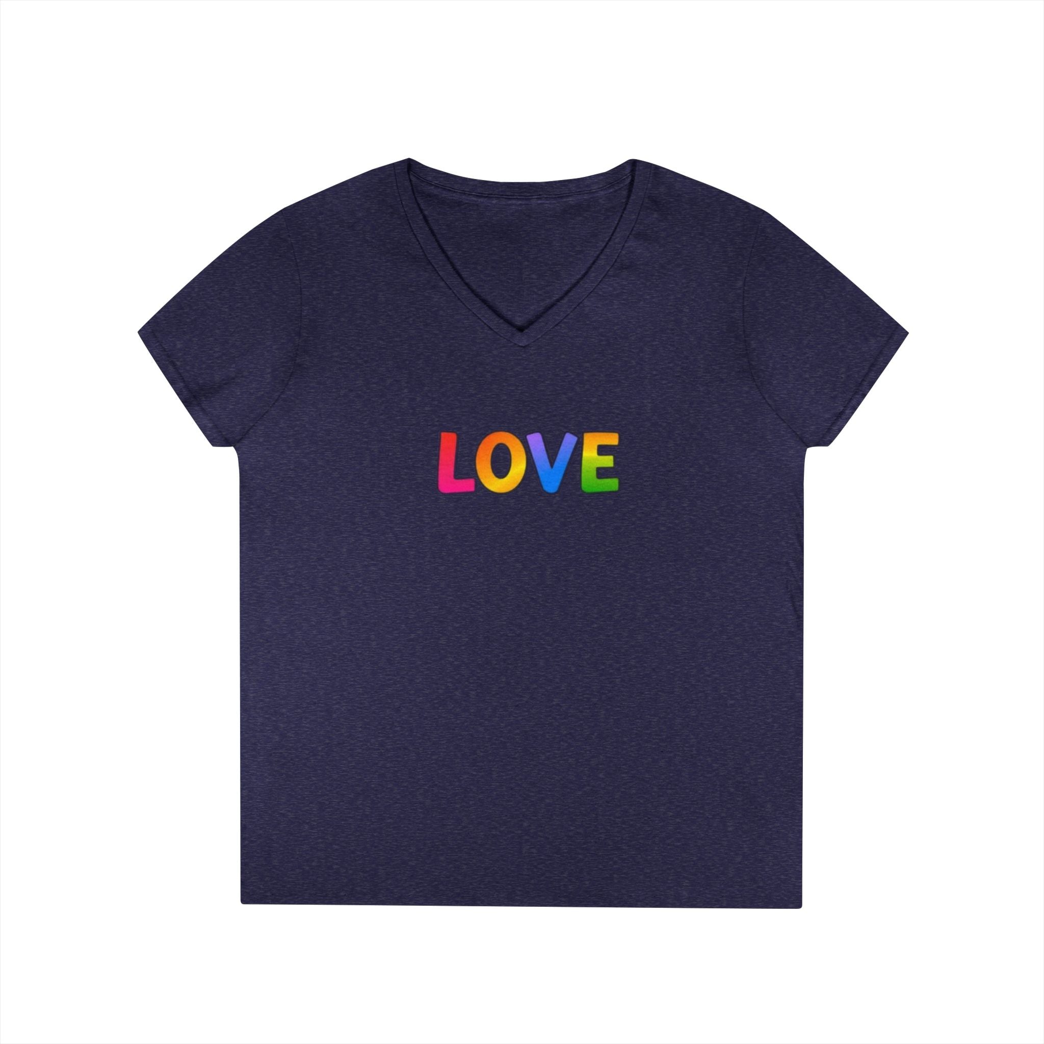Colorful Love Ladies' V-Neck T-Shirt - Perfect for Everyday Wear and Celebrations