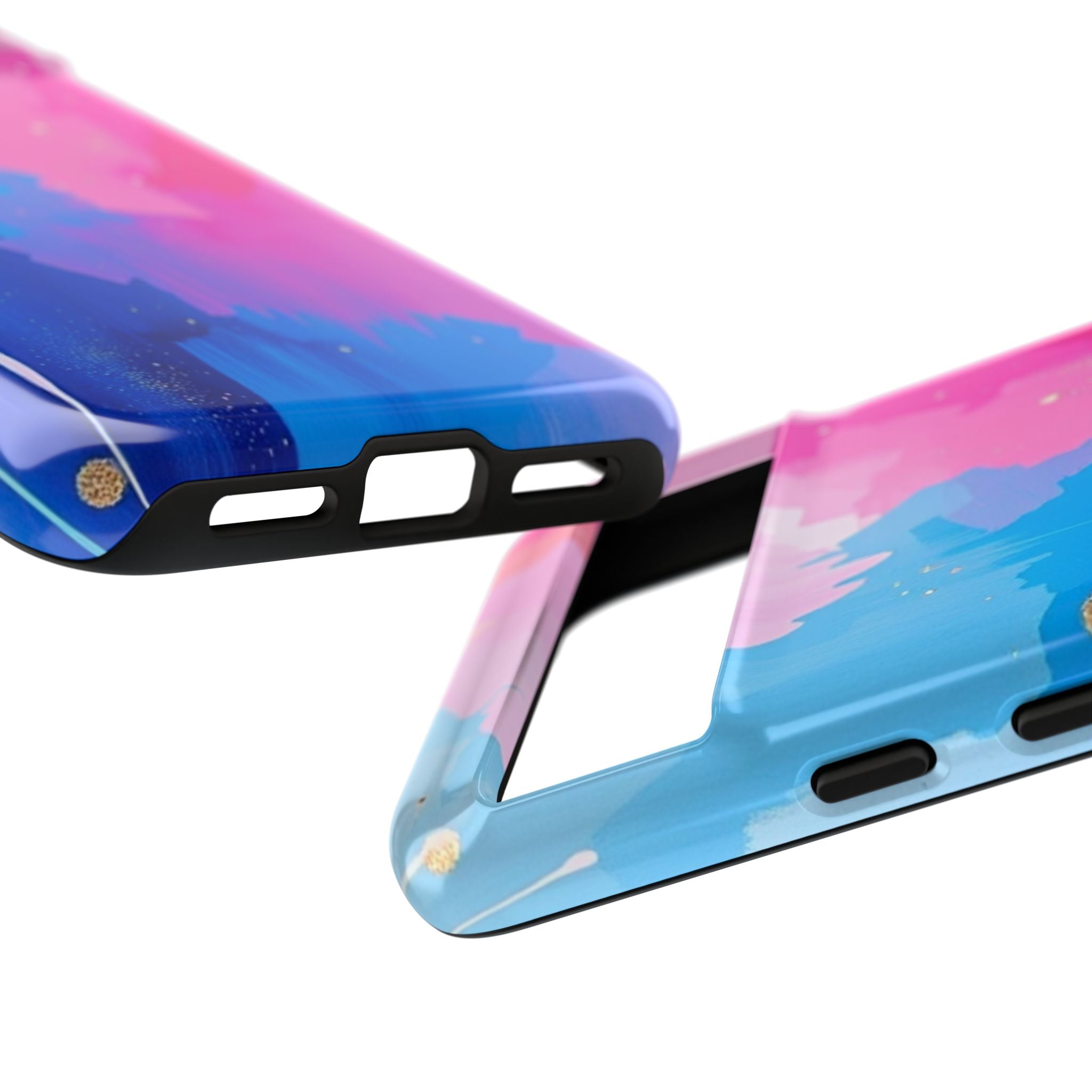 Android OR iPhone Compatible Cases - Pink and Blue Color Splash Design