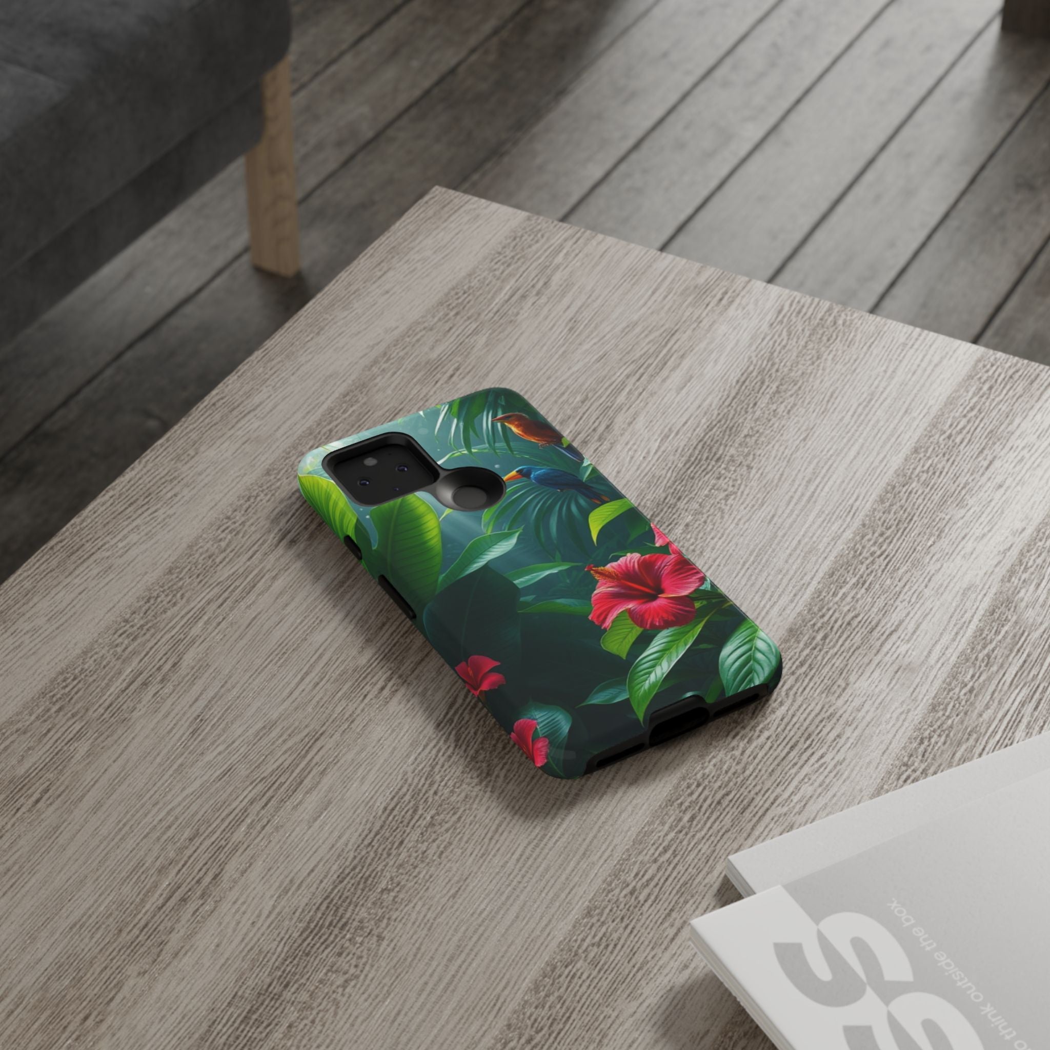 Android OR iPhone Compatible Cases - Tropical Flower & Bird Design - Unique Tough Cases