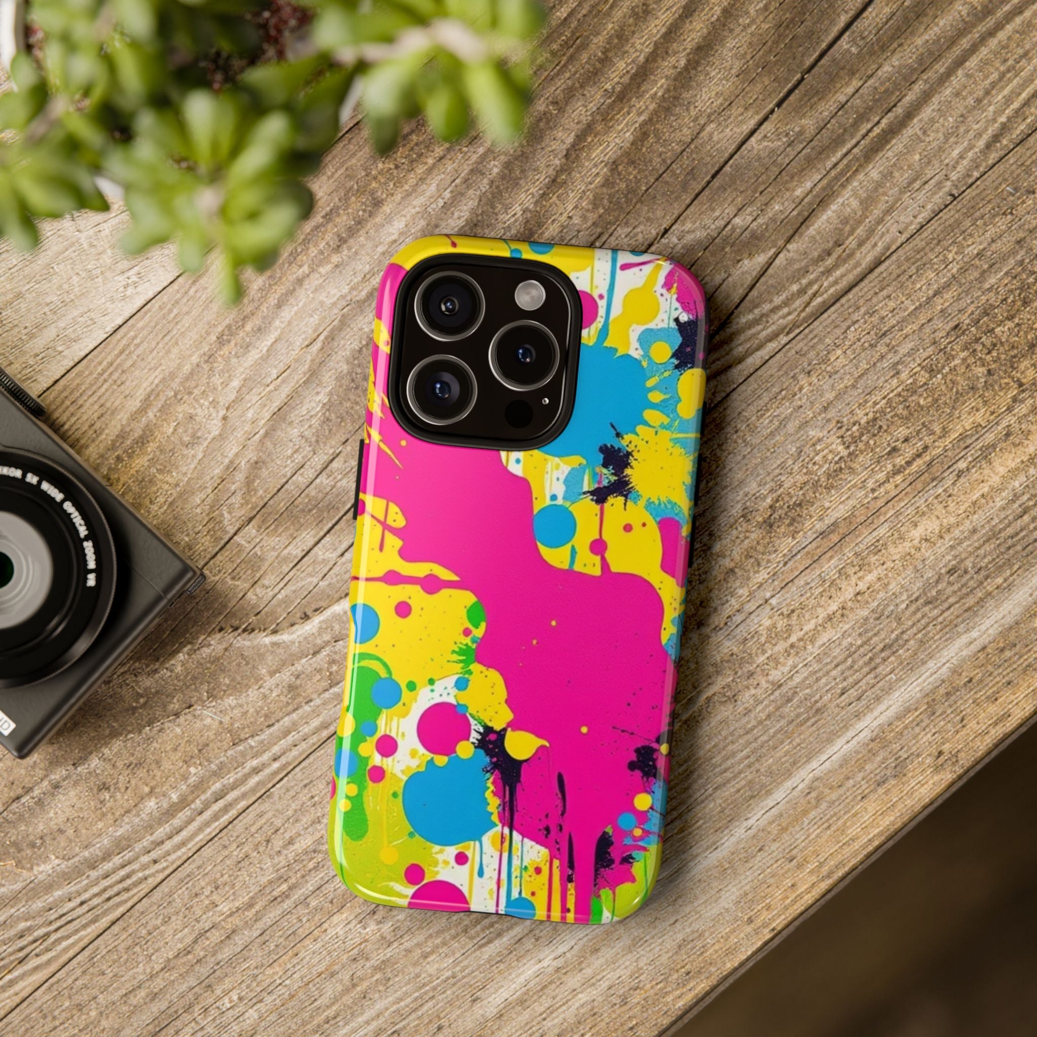 Android OR iPhone Compatible Cases - Crazy Retro Color Splash Design - Unique Tough Cases