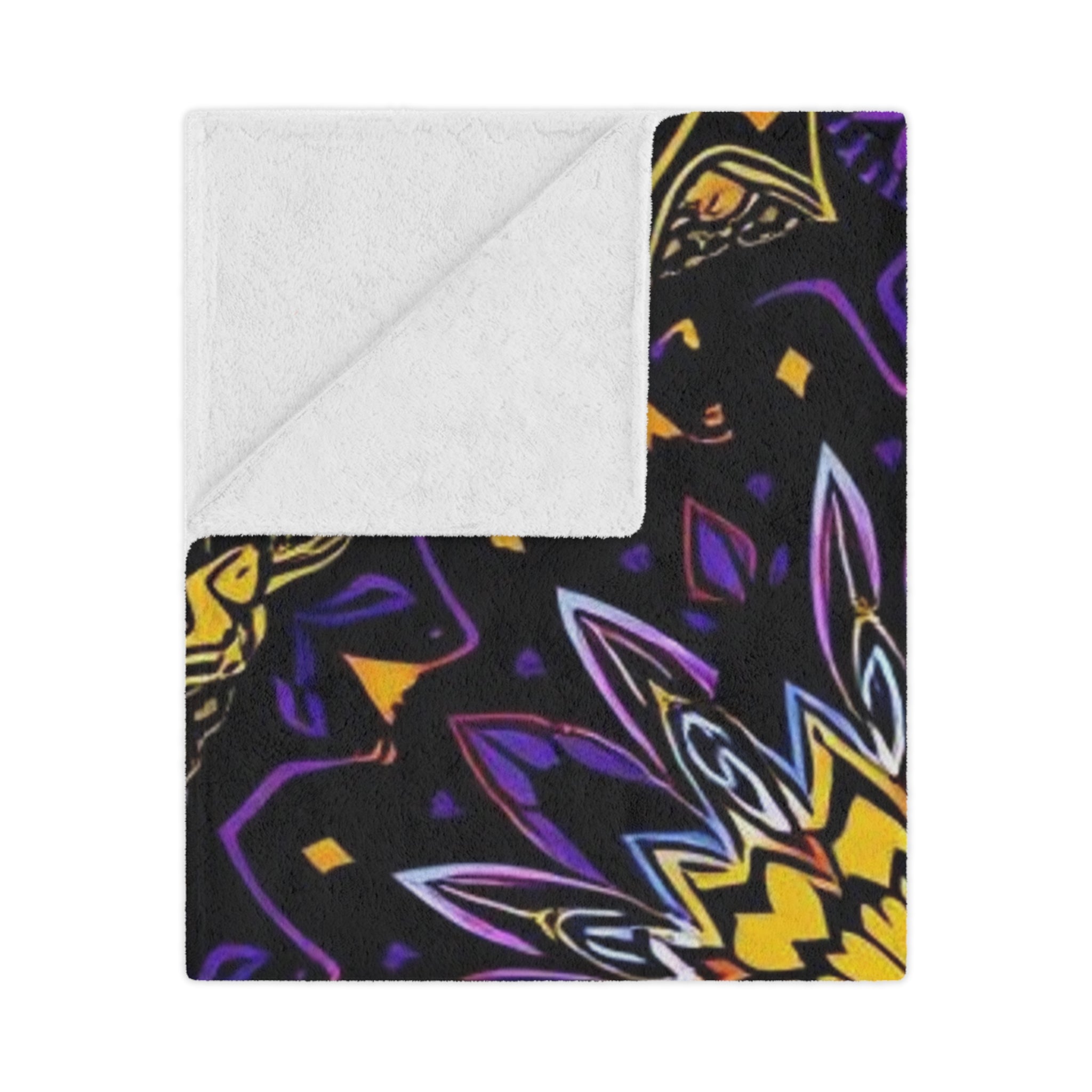 Purple, Yellow & Black mandala design Microfiber Blanket