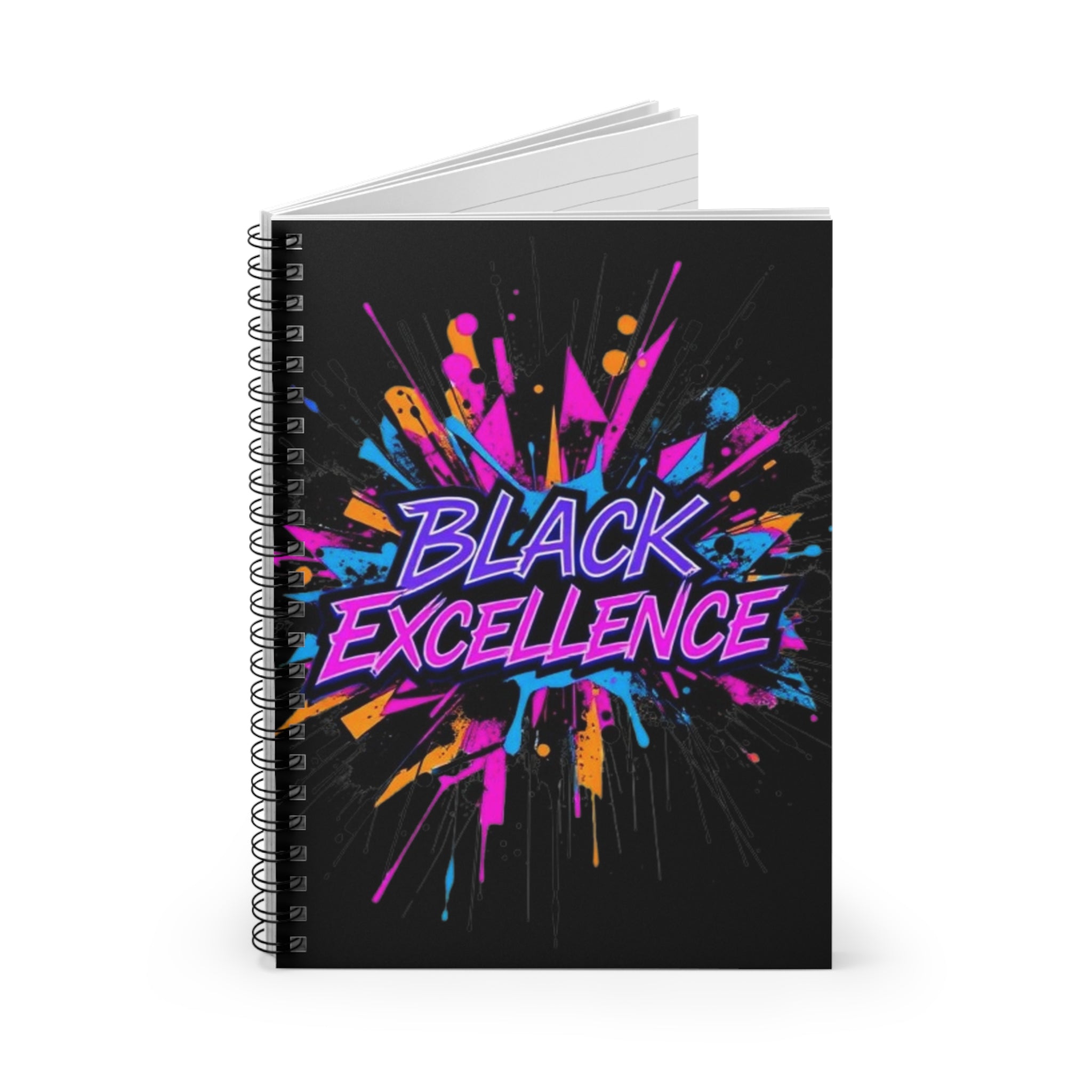 Black Excellence Spiral Notebook - Vibrant Design for Creative Minds