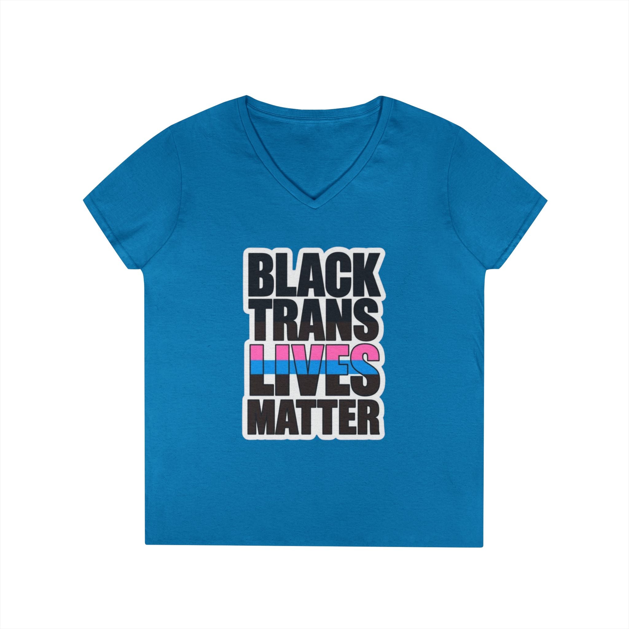 Black Trans Lives Matter V-Neck T-Shirt - Empowering Pride Apparel