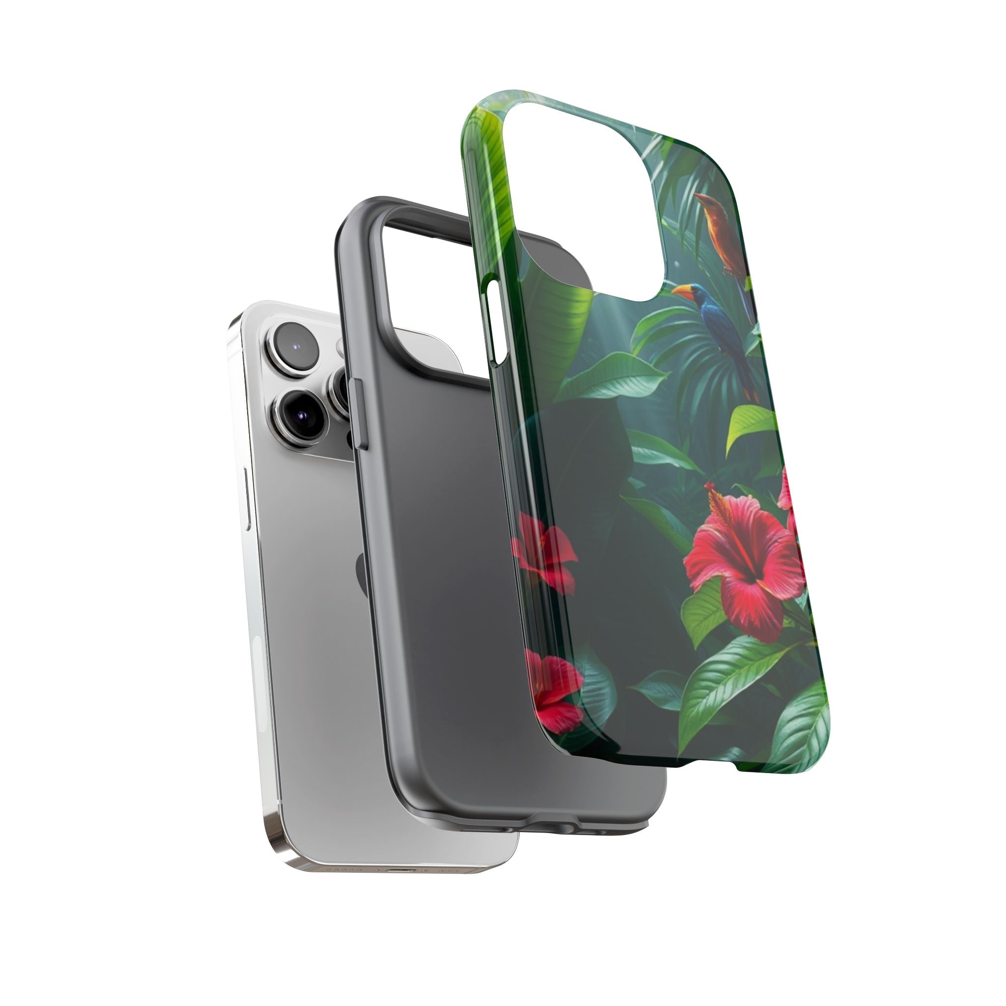 Android OR iPhone Compatible Cases - Tropical Flower & Bird Design - Unique Tough Cases