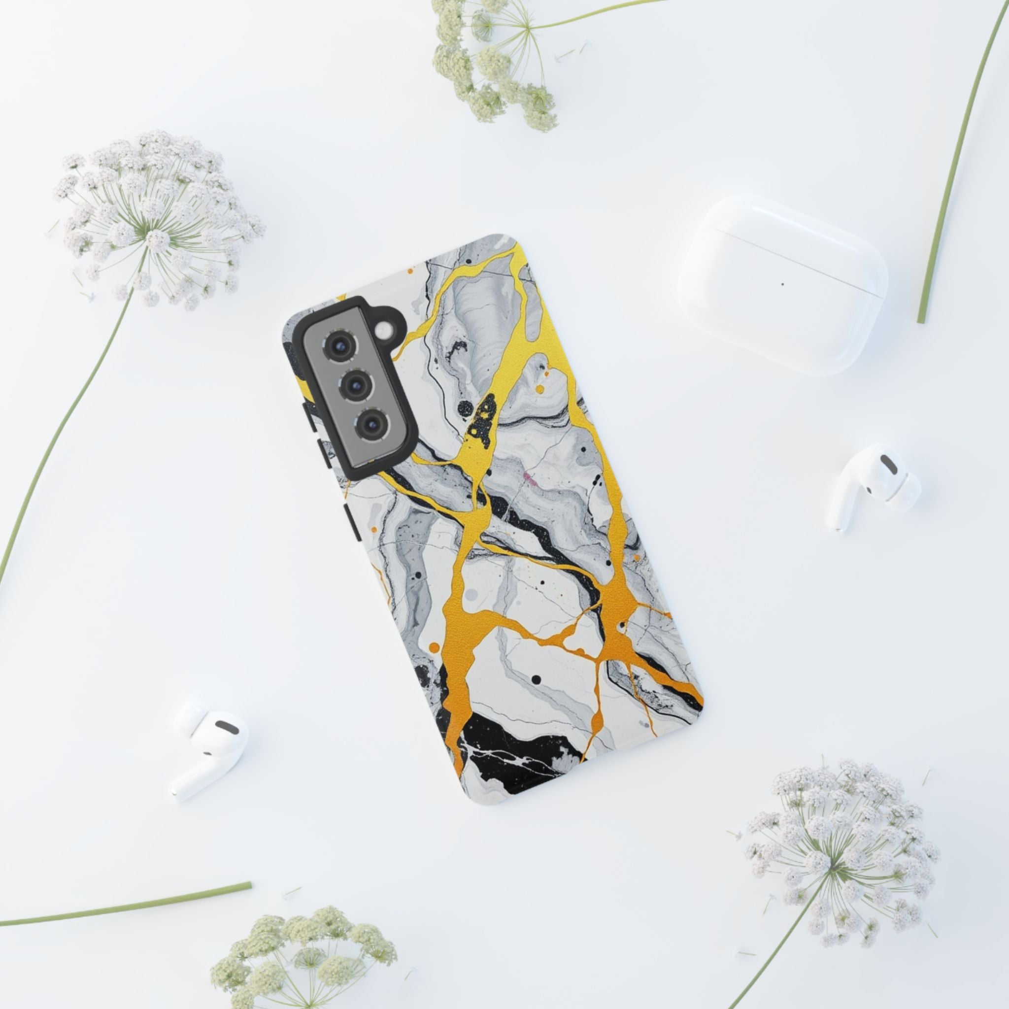 Beautiful Marble and Gold Design Tough Cases For Android & iPhone