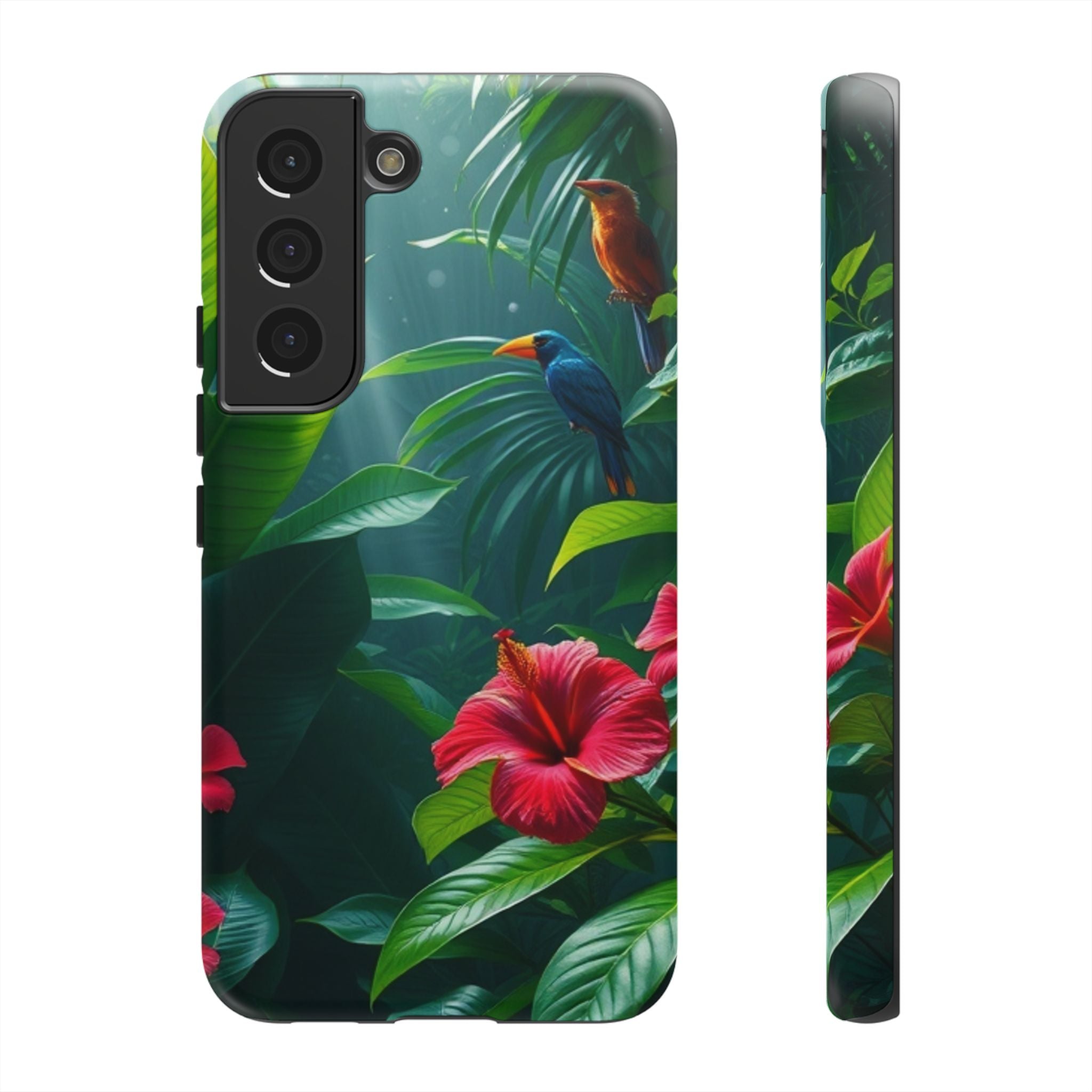 Android OR iPhone Compatible Cases - Tropical Flower & Bird Design - Unique Tough Cases