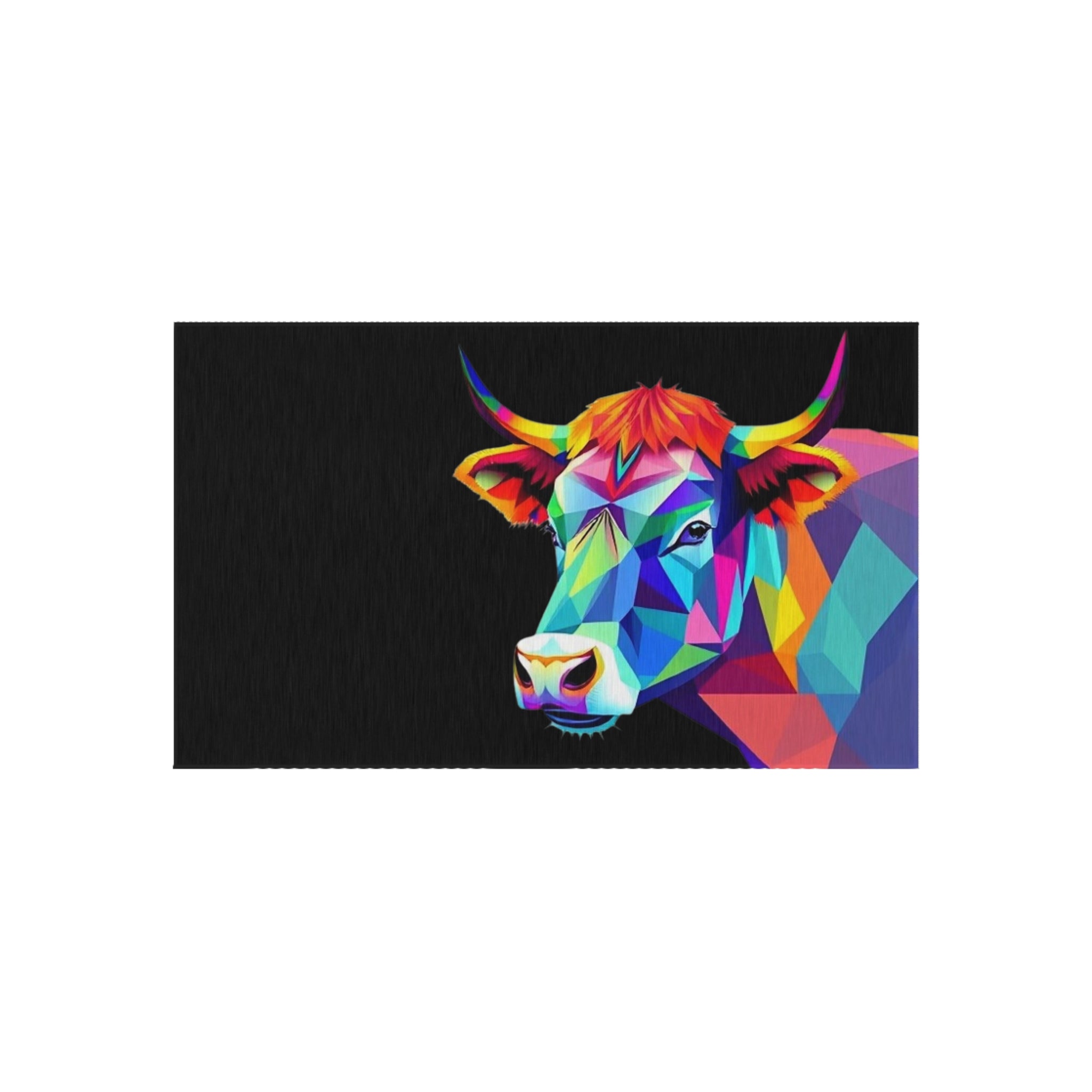 Colorful Cow Outdoor Rug - Colorful Decorative Mat for Patios & Gardens