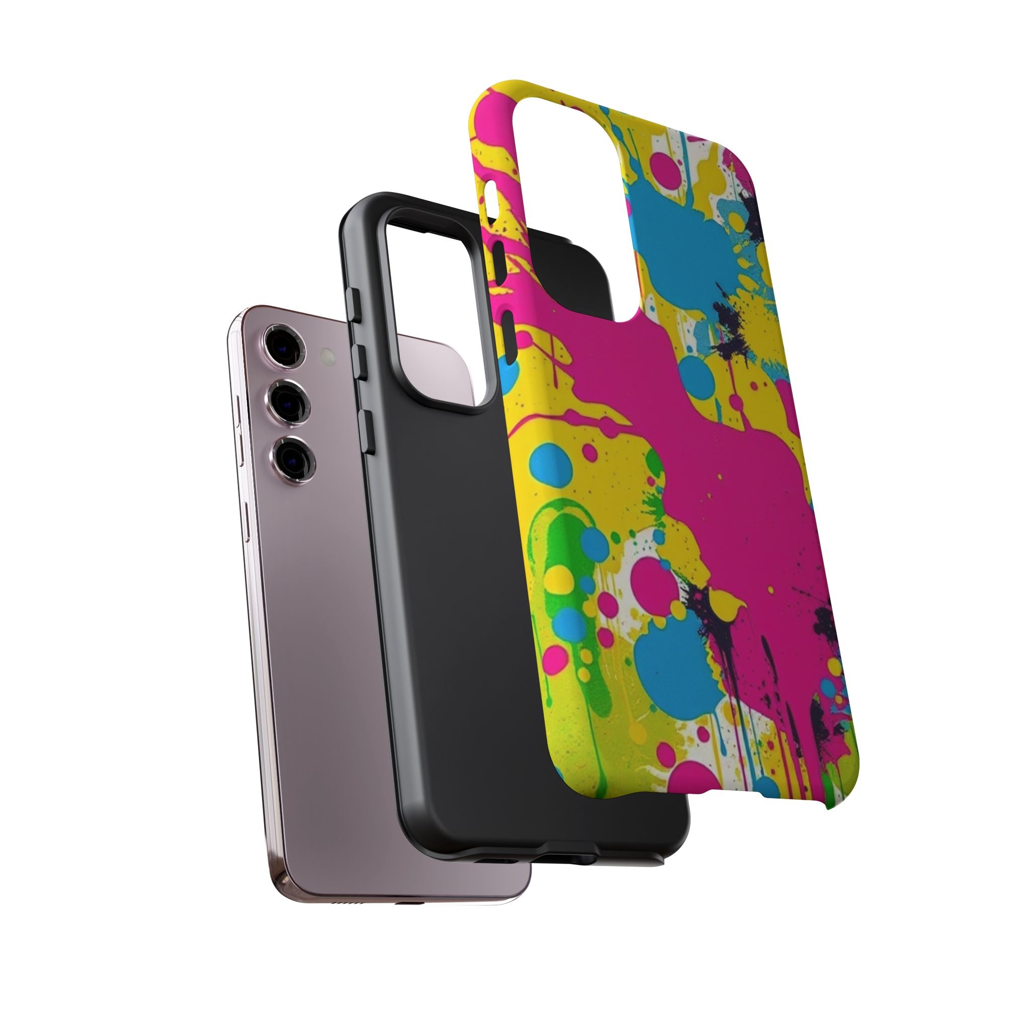 Android OR iPhone Compatible Cases - Crazy Retro Color Splash Design - Unique Tough Cases