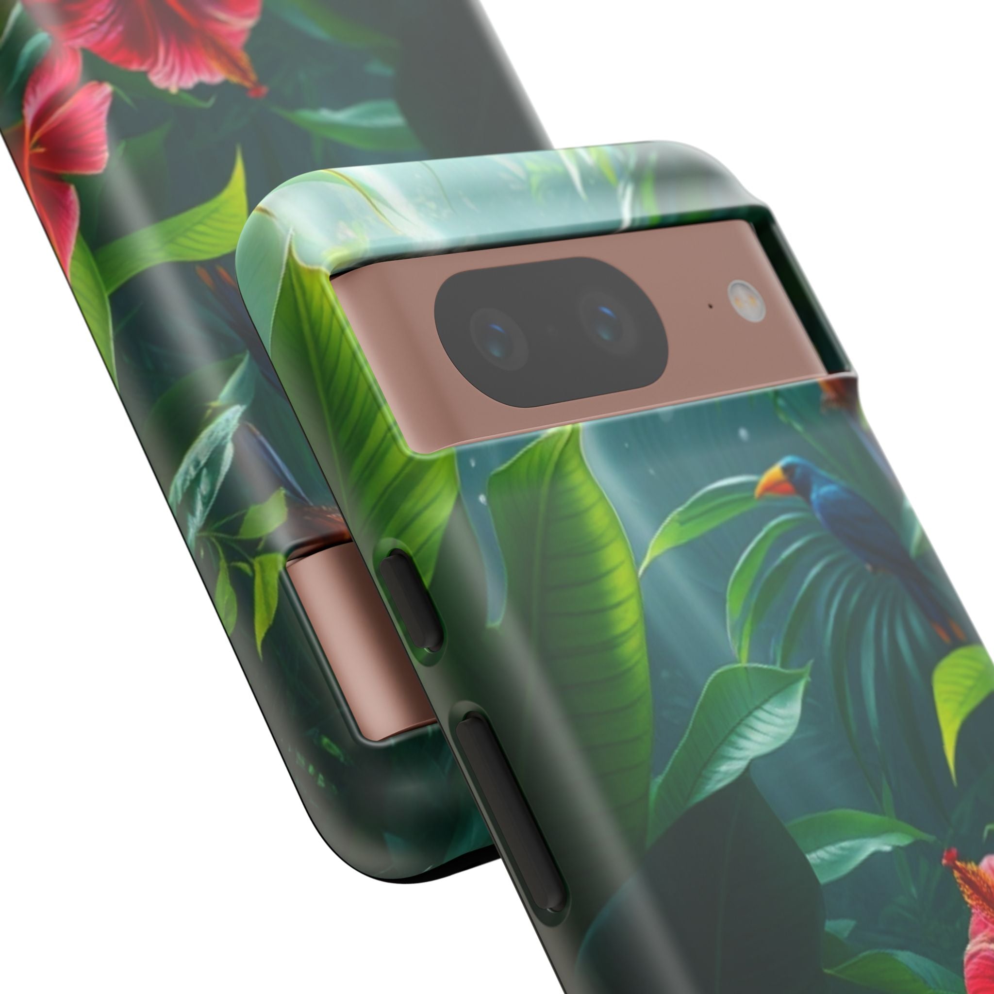 Android OR iPhone Compatible Cases - Tropical Flower & Bird Design - Unique Tough Cases