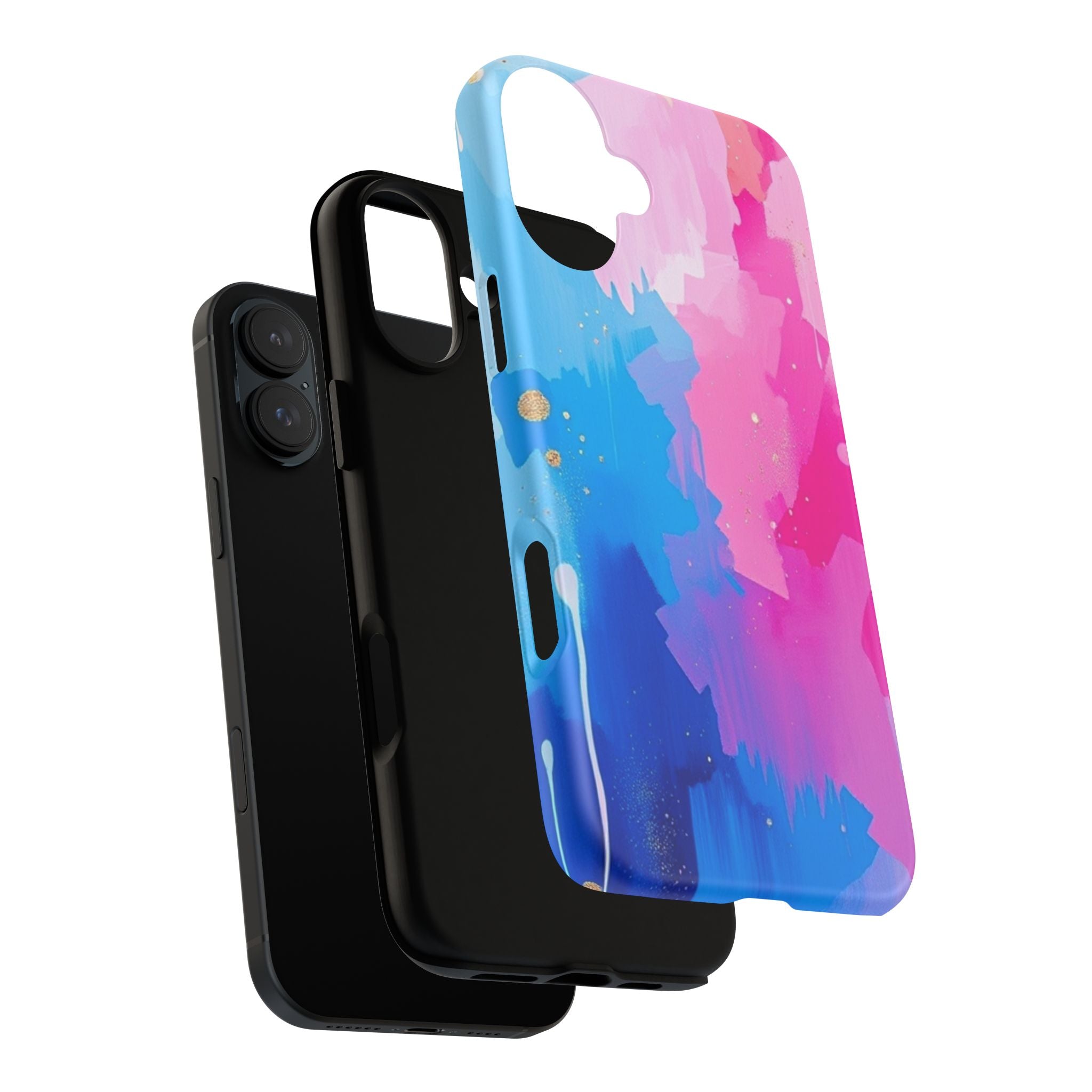 Android OR iPhone Compatible Cases - Pink and Blue Color Splash Design