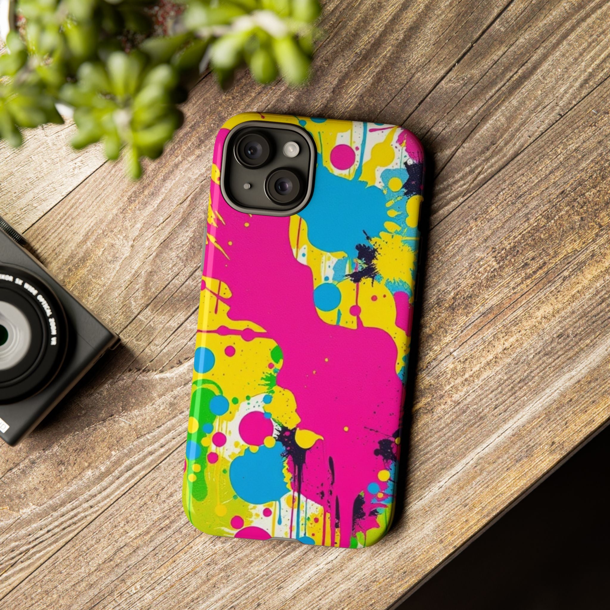 Android OR iPhone Compatible Cases - Crazy Retro Color Splash Design - Unique Tough Cases