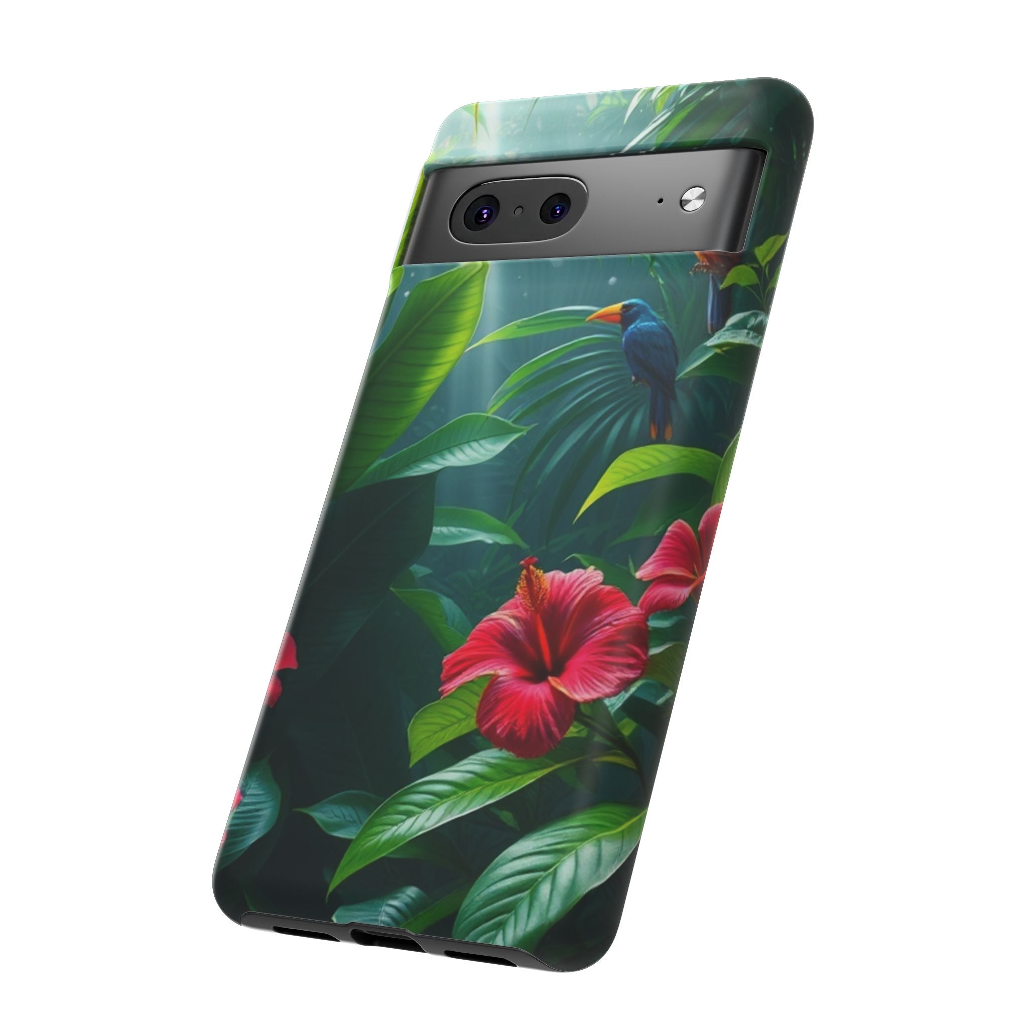 Android OR iPhone Compatible Cases - Tropical Flower & Bird Design - Unique Tough Cases