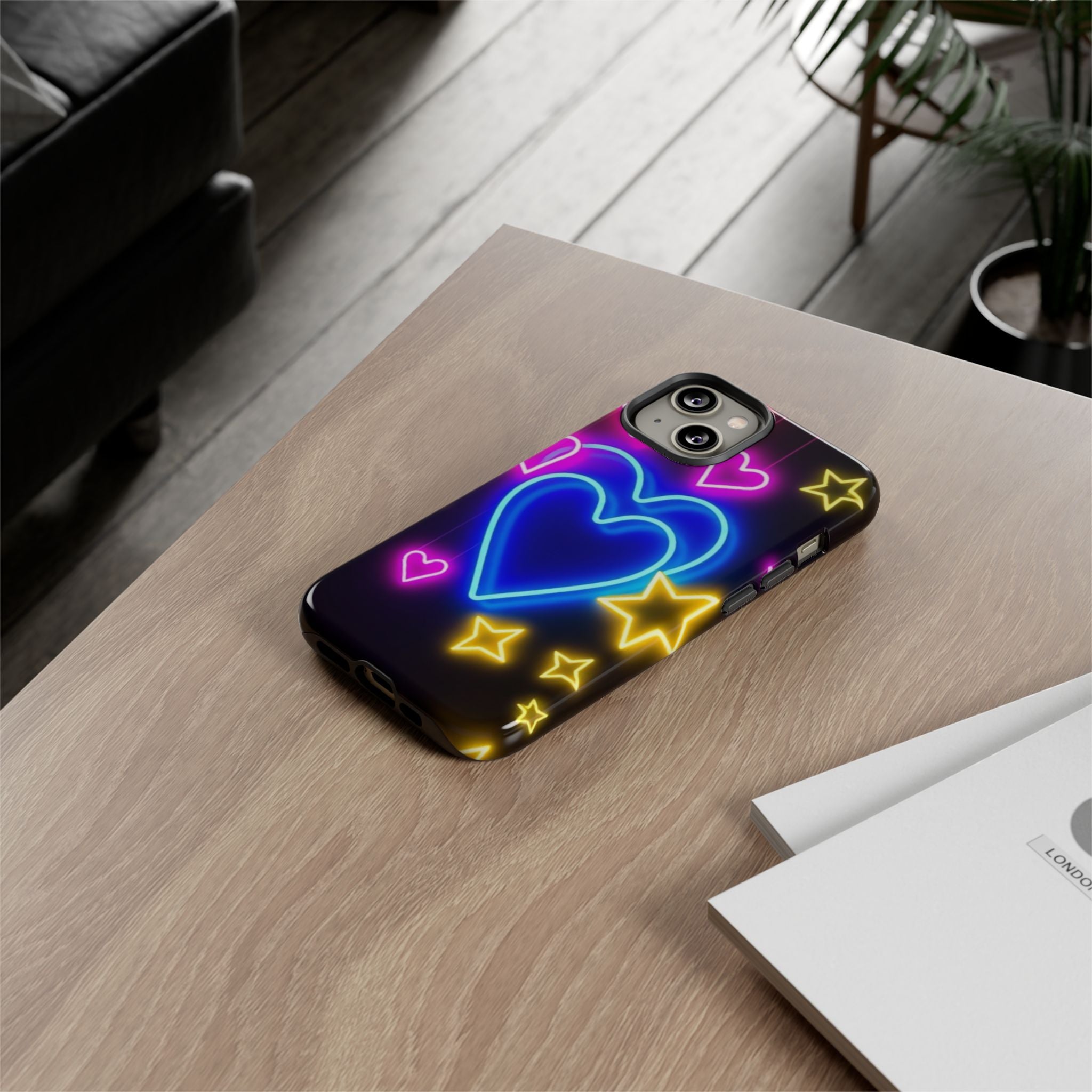 Android OR iPhone Compatible Cases - Neon Love Design - Unique Tough Cases