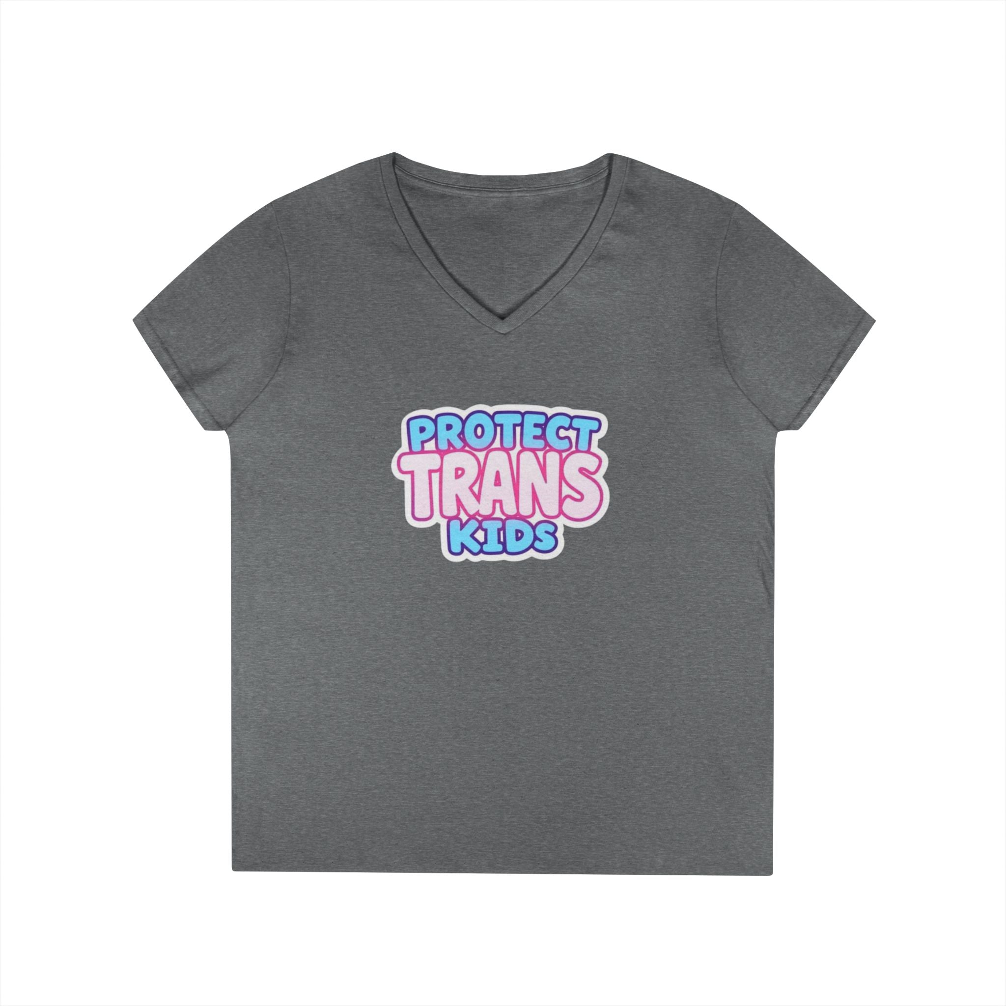 Protect Trans Kids Ladies' V-Neck T-Shirt - Supportive & Stylish Pride Apparel