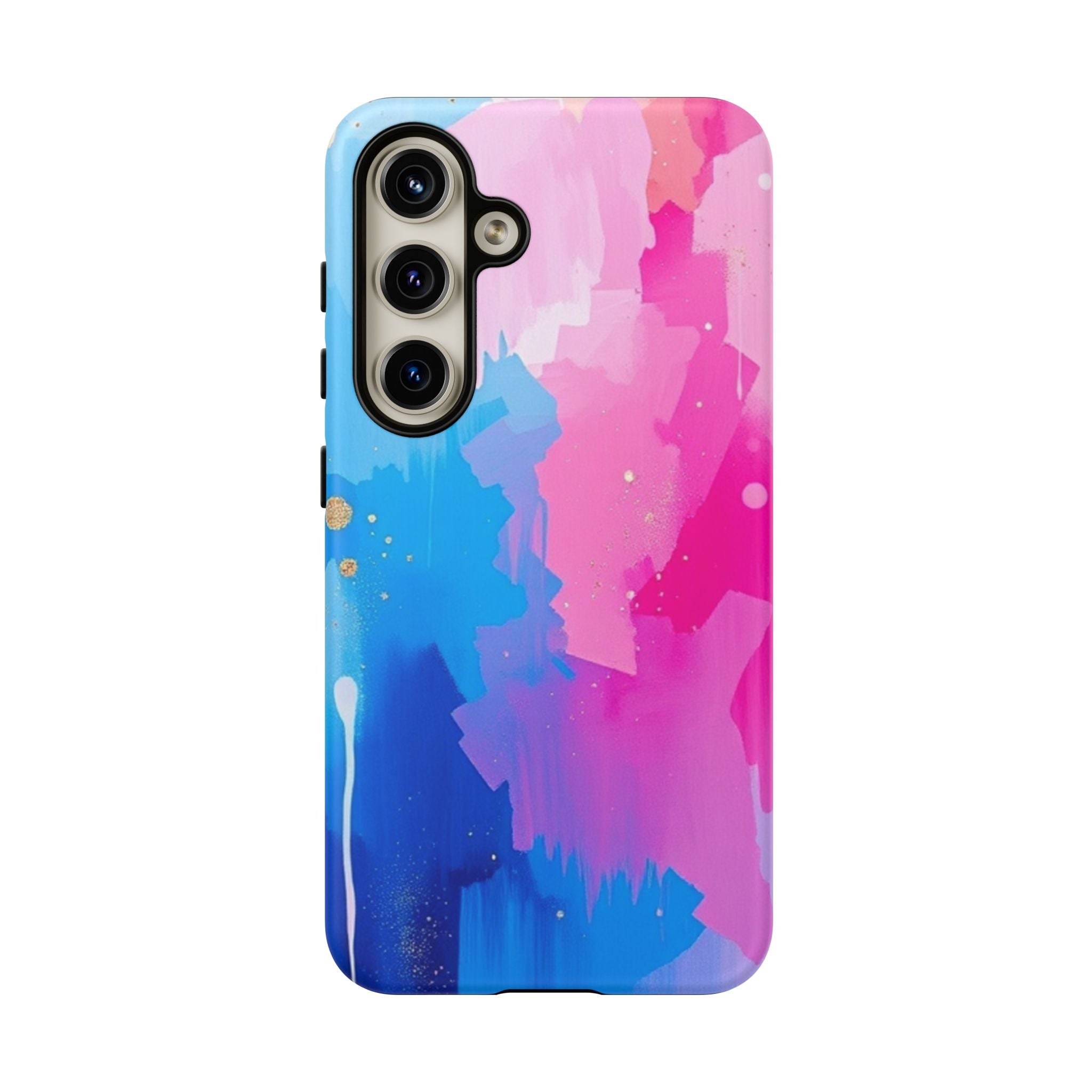 Android OR iPhone Compatible Cases - Pink and Blue Color Splash Design