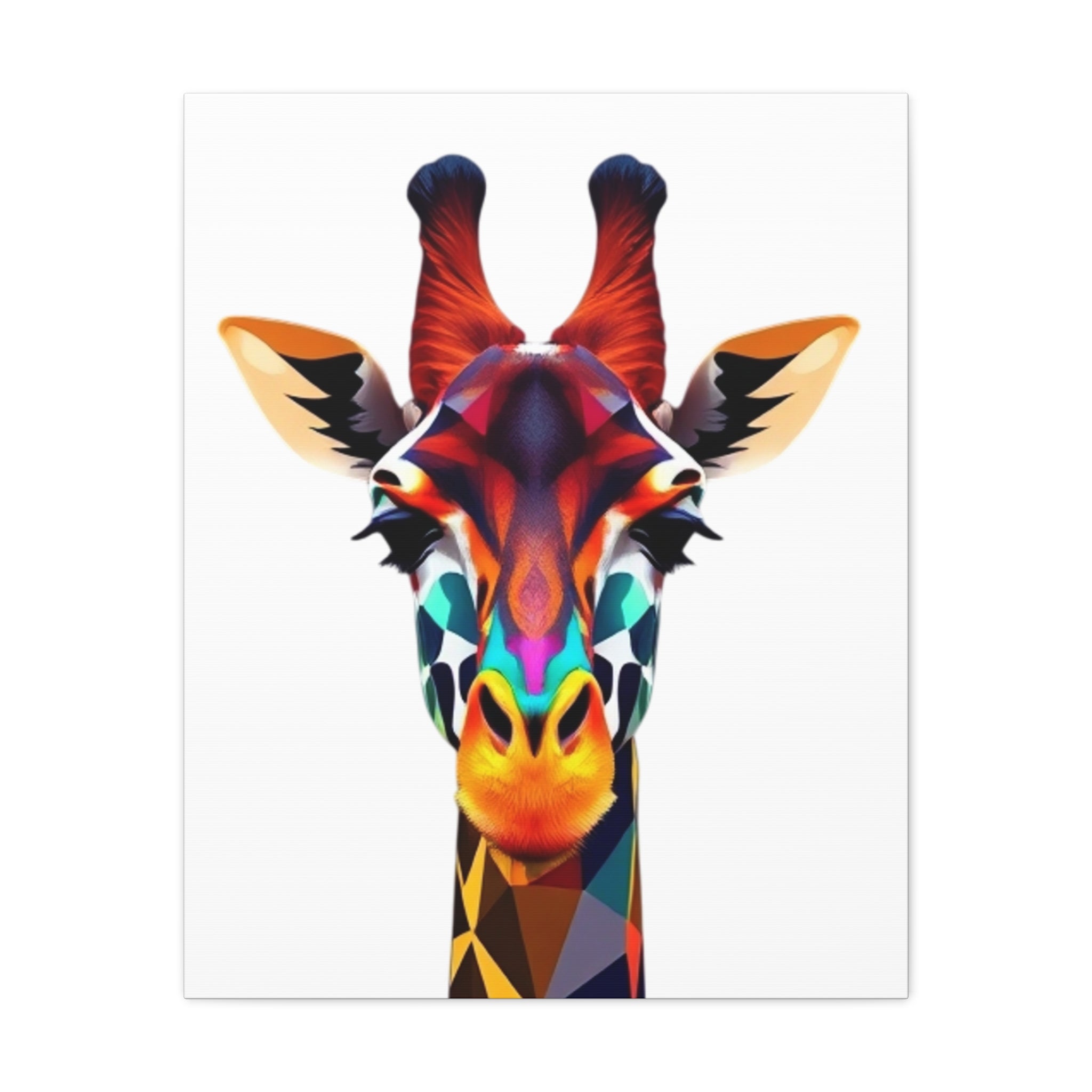 Colorful Giraffe Canvas Art - Vibrant Stretched Wall Decor for Animal Lovers