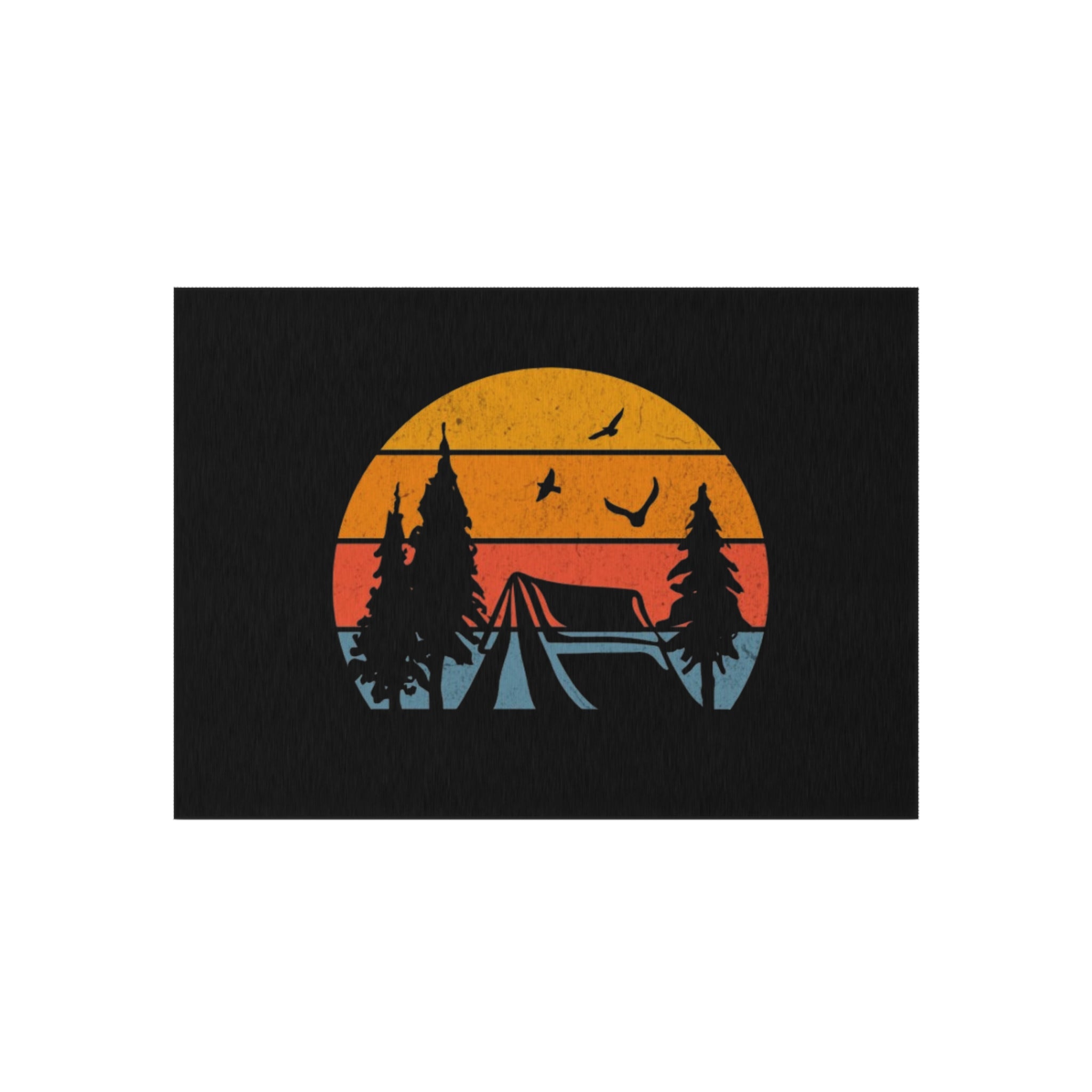 Camping Sunset Scene Outdoor Rug