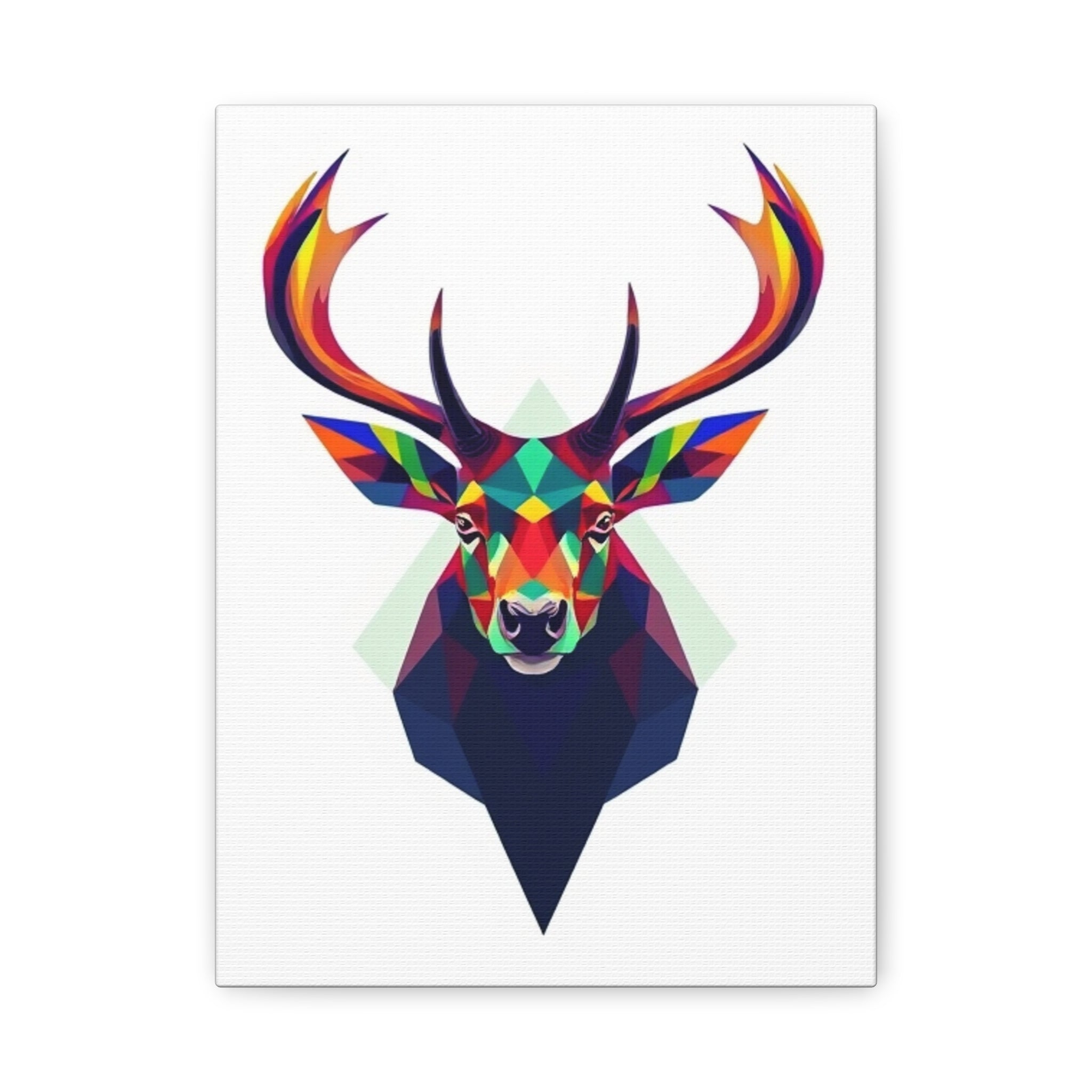 Colorful Elk Art Print - Modern Geometric Canvas Wall Decor