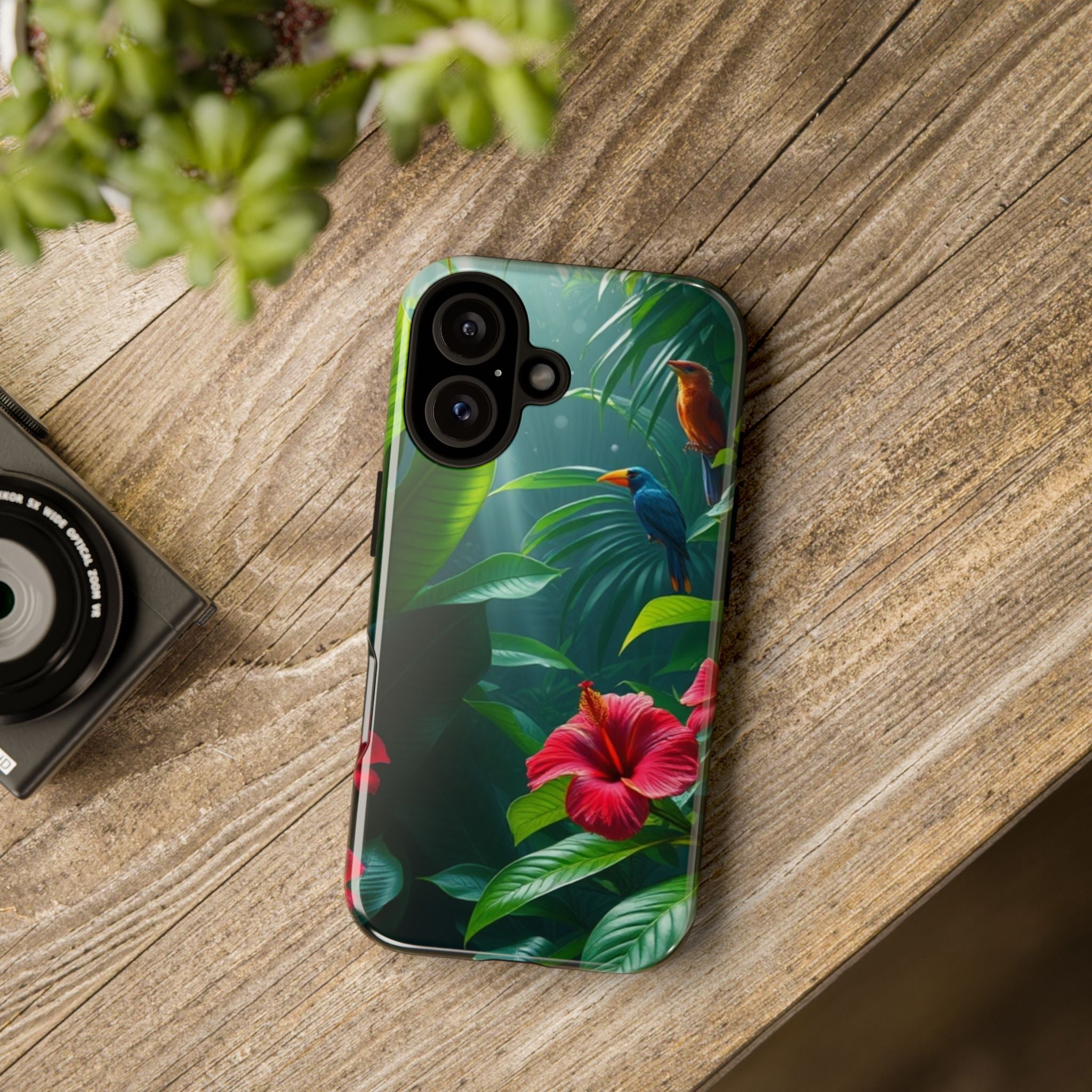 Android OR iPhone Compatible Cases - Tropical Flower & Bird Design - Unique Tough Cases