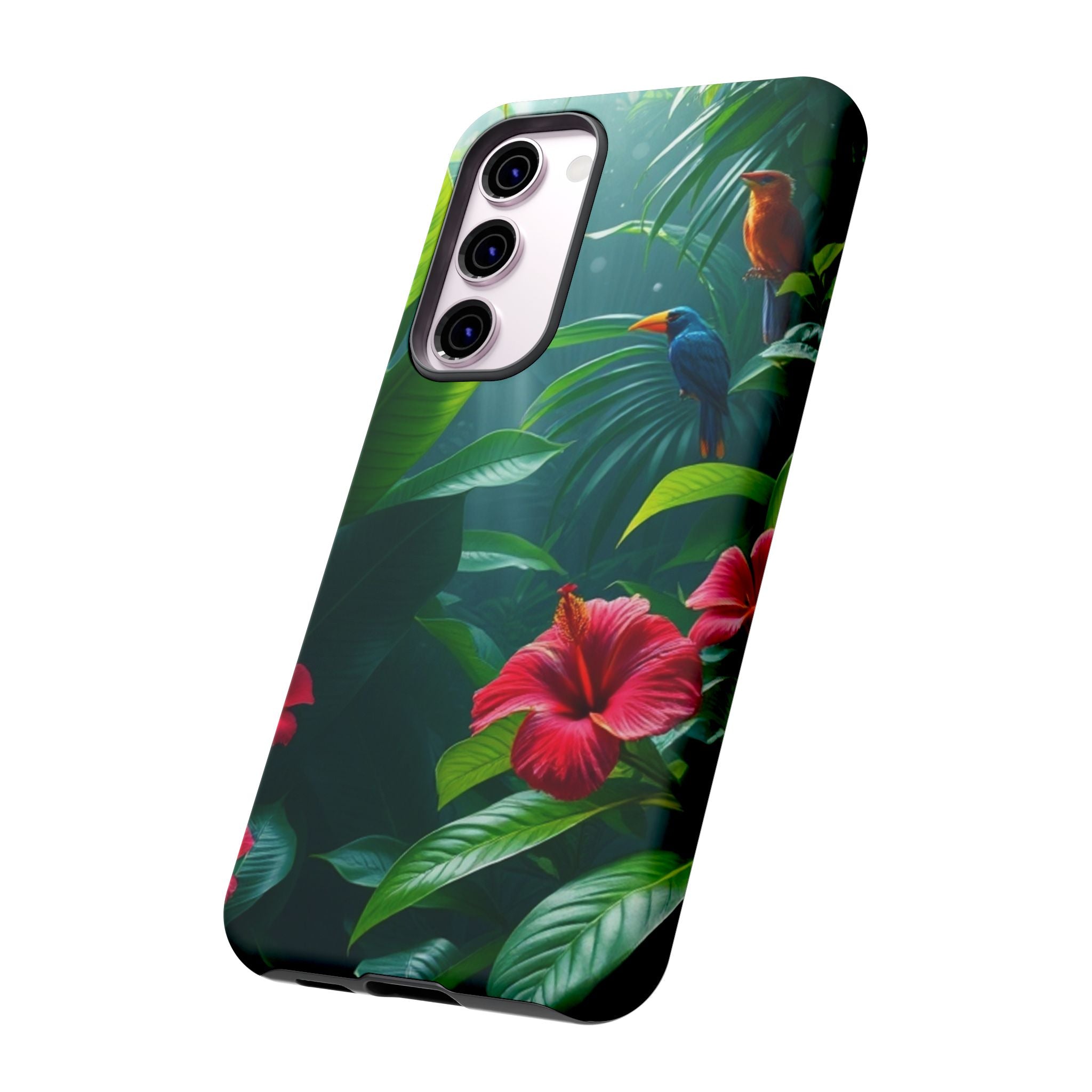 Android OR iPhone Compatible Cases - Tropical Flower & Bird Design - Unique Tough Cases