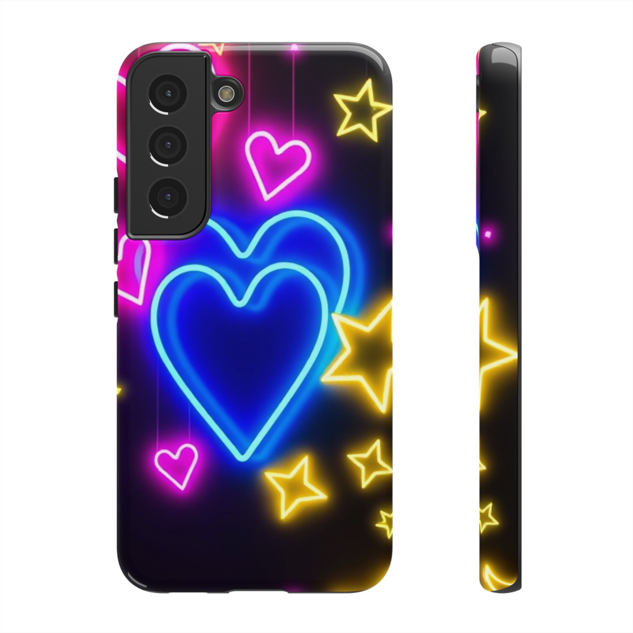 Android OR iPhone Compatible Cases - Neon Love Design - Unique Tough Cases