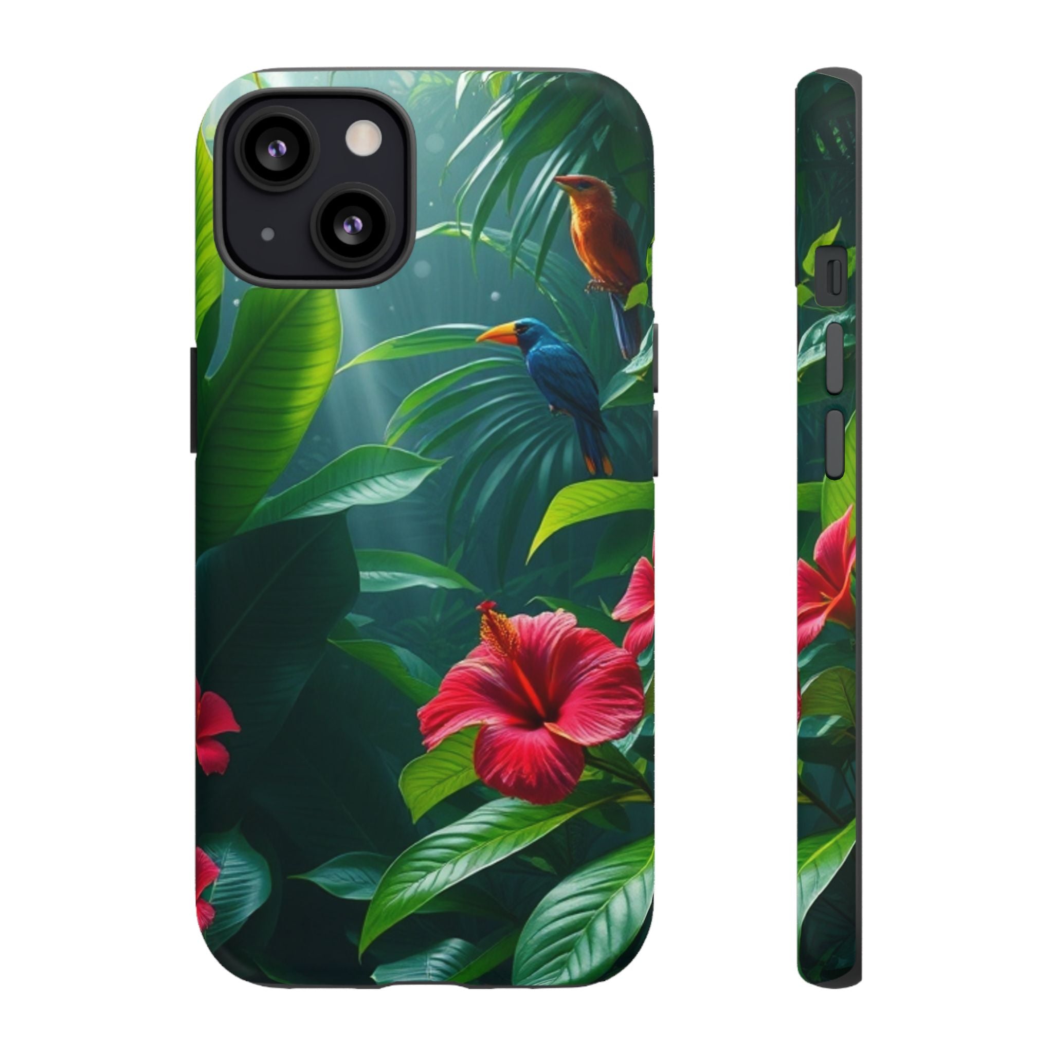 Android OR iPhone Compatible Cases - Tropical Flower & Bird Design - Unique Tough Cases