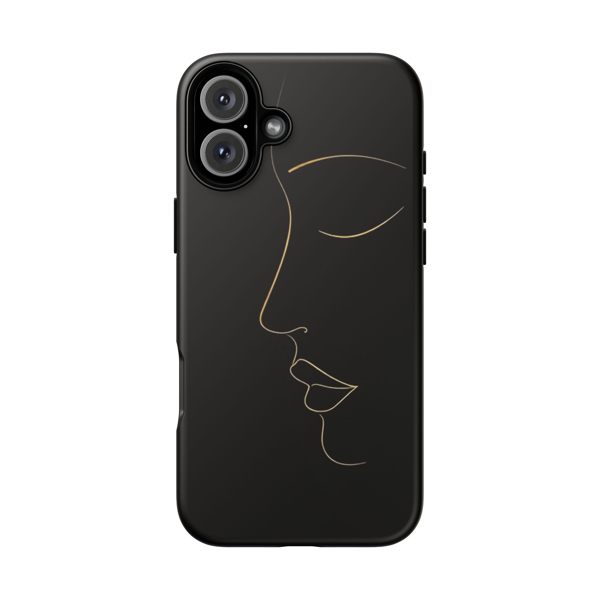 Android OR iPhone Compatible Cases - Gold Line Face Design - Unique Tough Cases