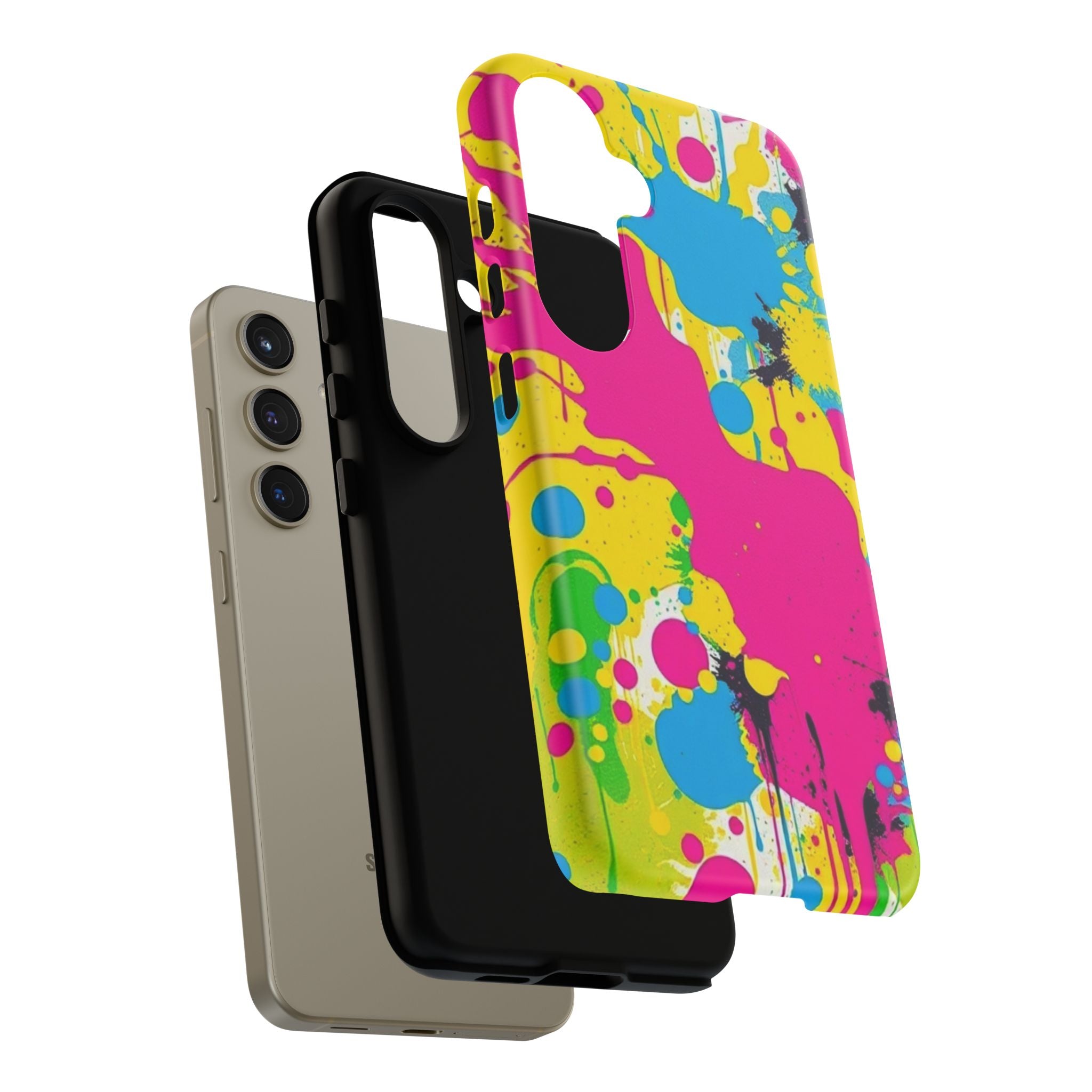 Android OR iPhone Compatible Cases - Crazy Retro Color Splash Design - Unique Tough Cases