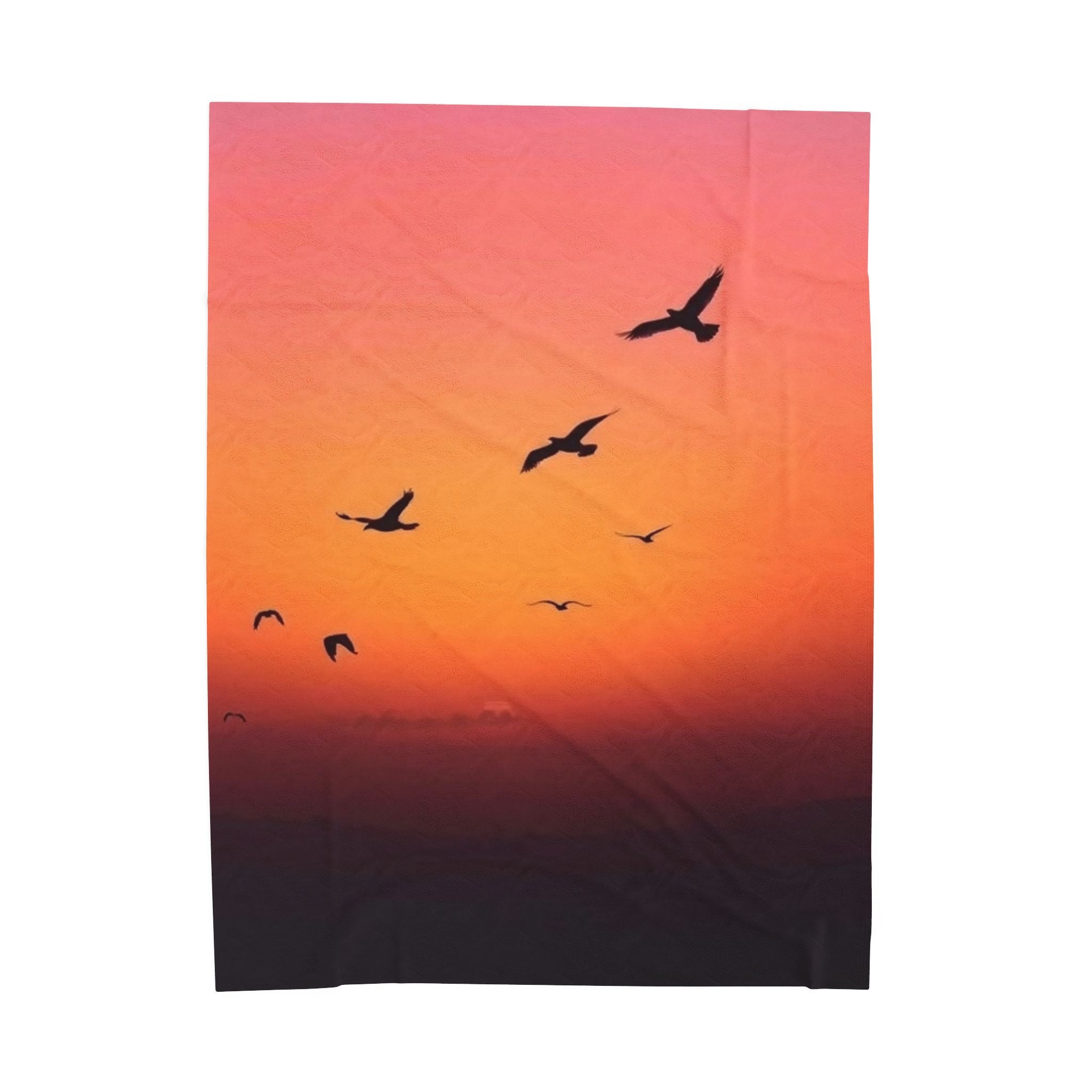 Birds at Dusk Velveteen Plush Blanket – For Comfort and Warmth