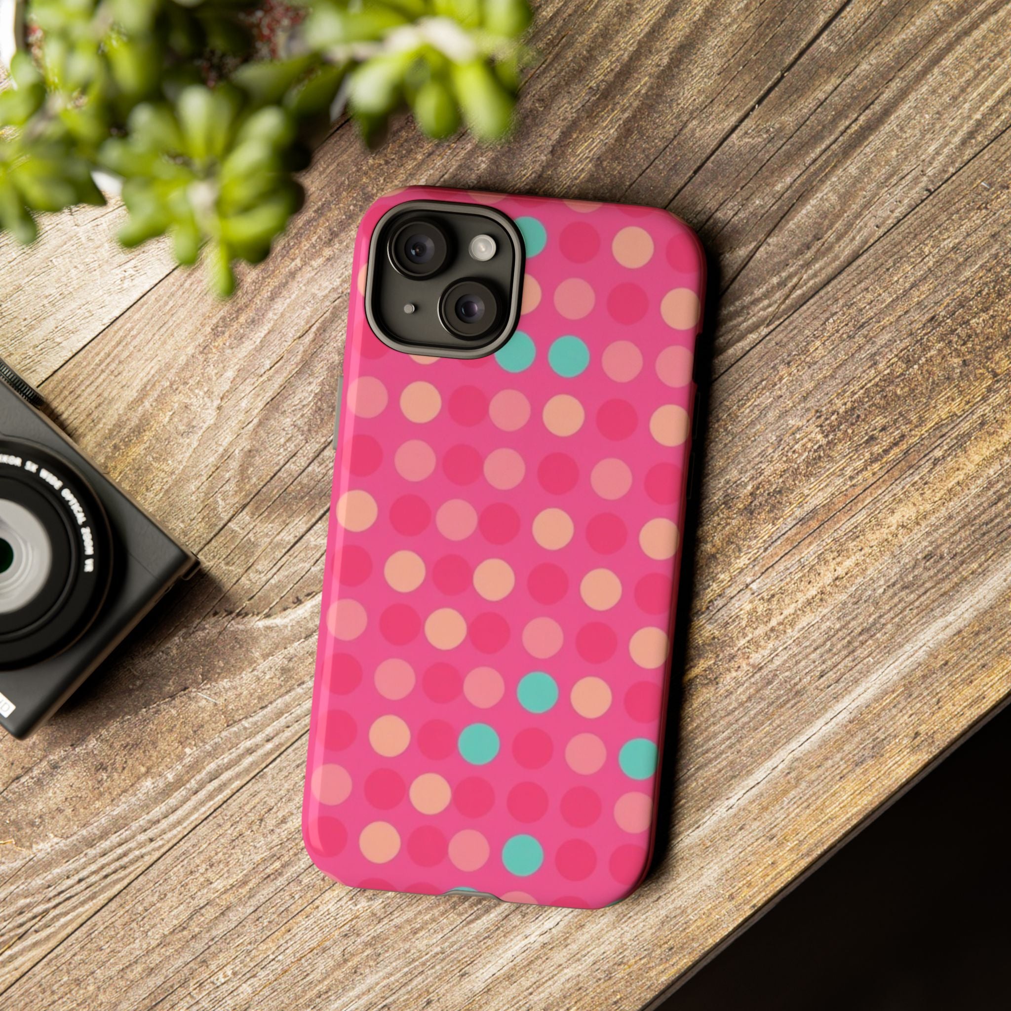 Android OR iPhone Protective Cases - Retro Polka Dots Pattern Tough Case