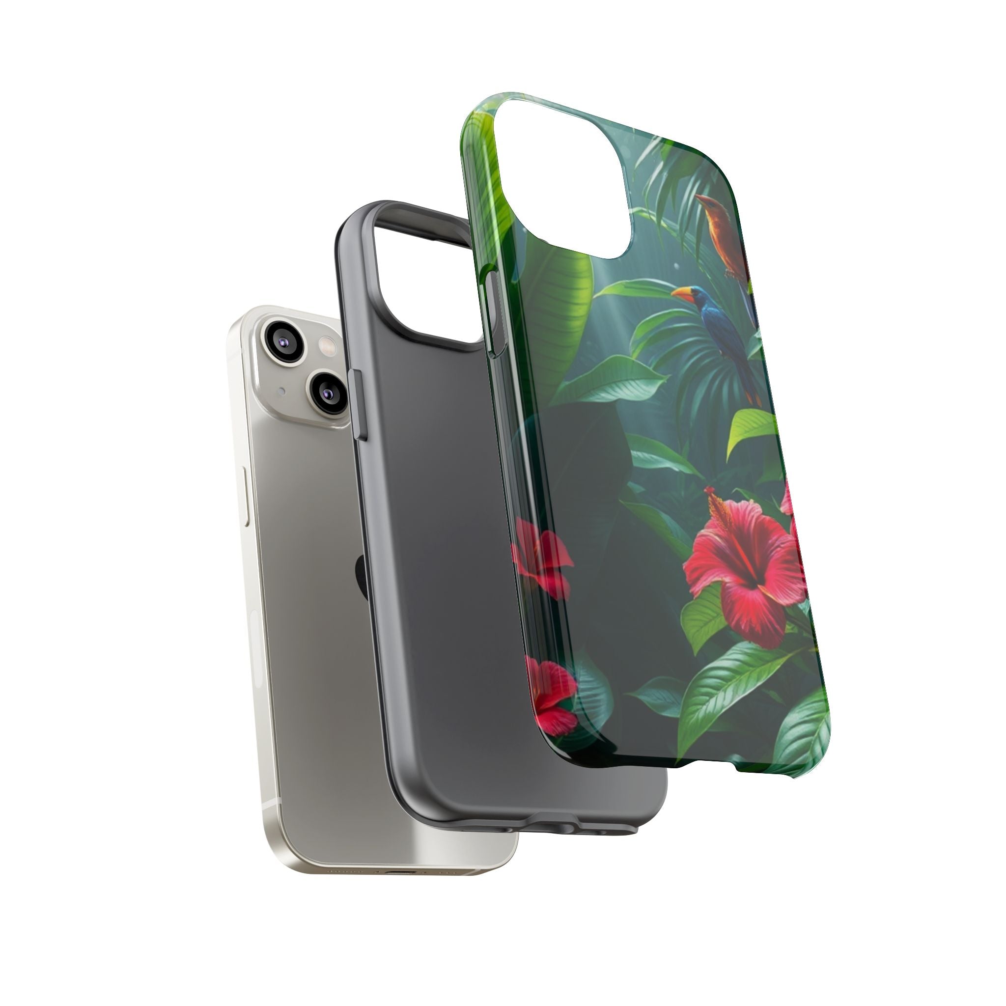 Android OR iPhone Compatible Cases - Tropical Flower & Bird Design - Unique Tough Cases