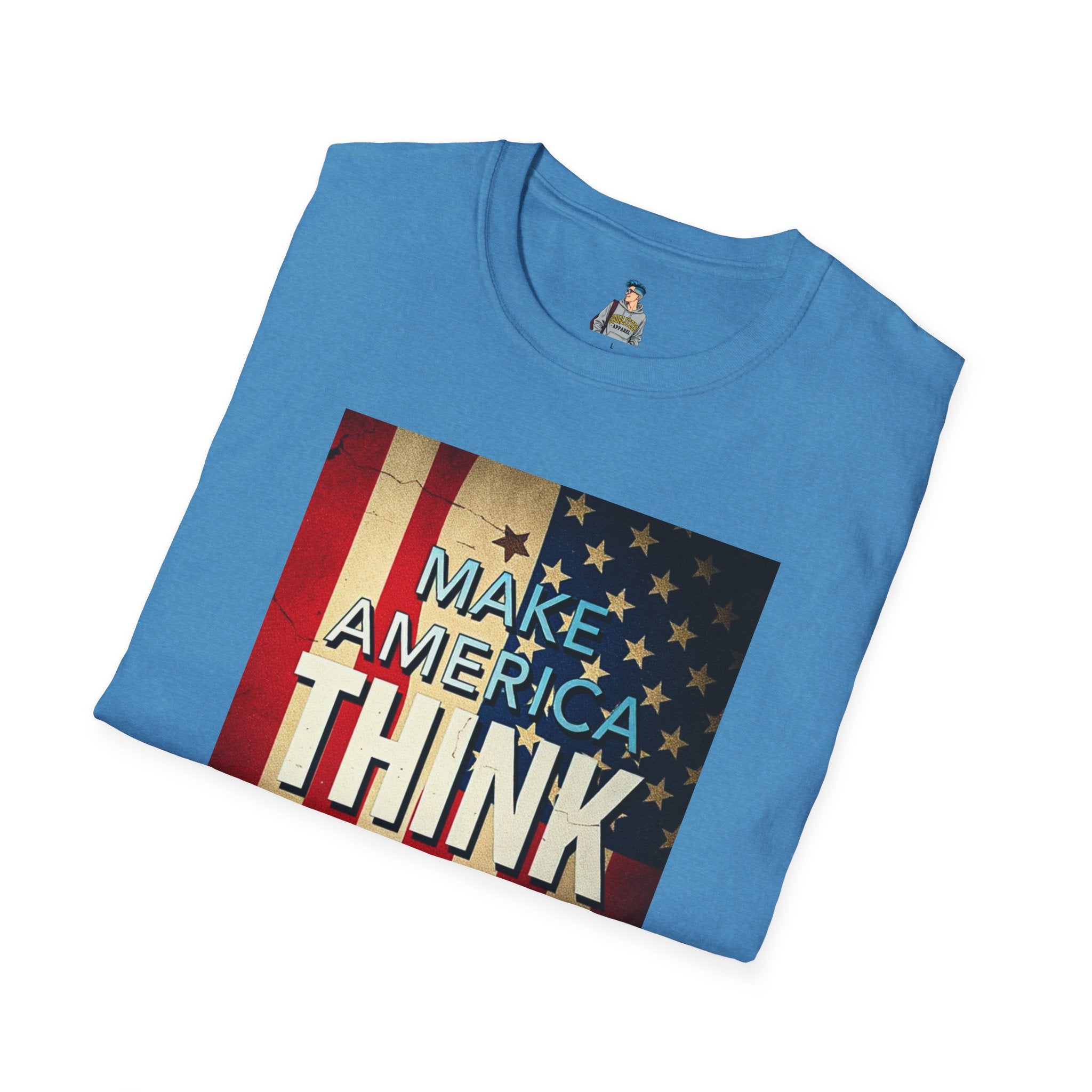 American Patriot Pride Unisex Softstyle T-Shirt, Make America Think Again Political Tee