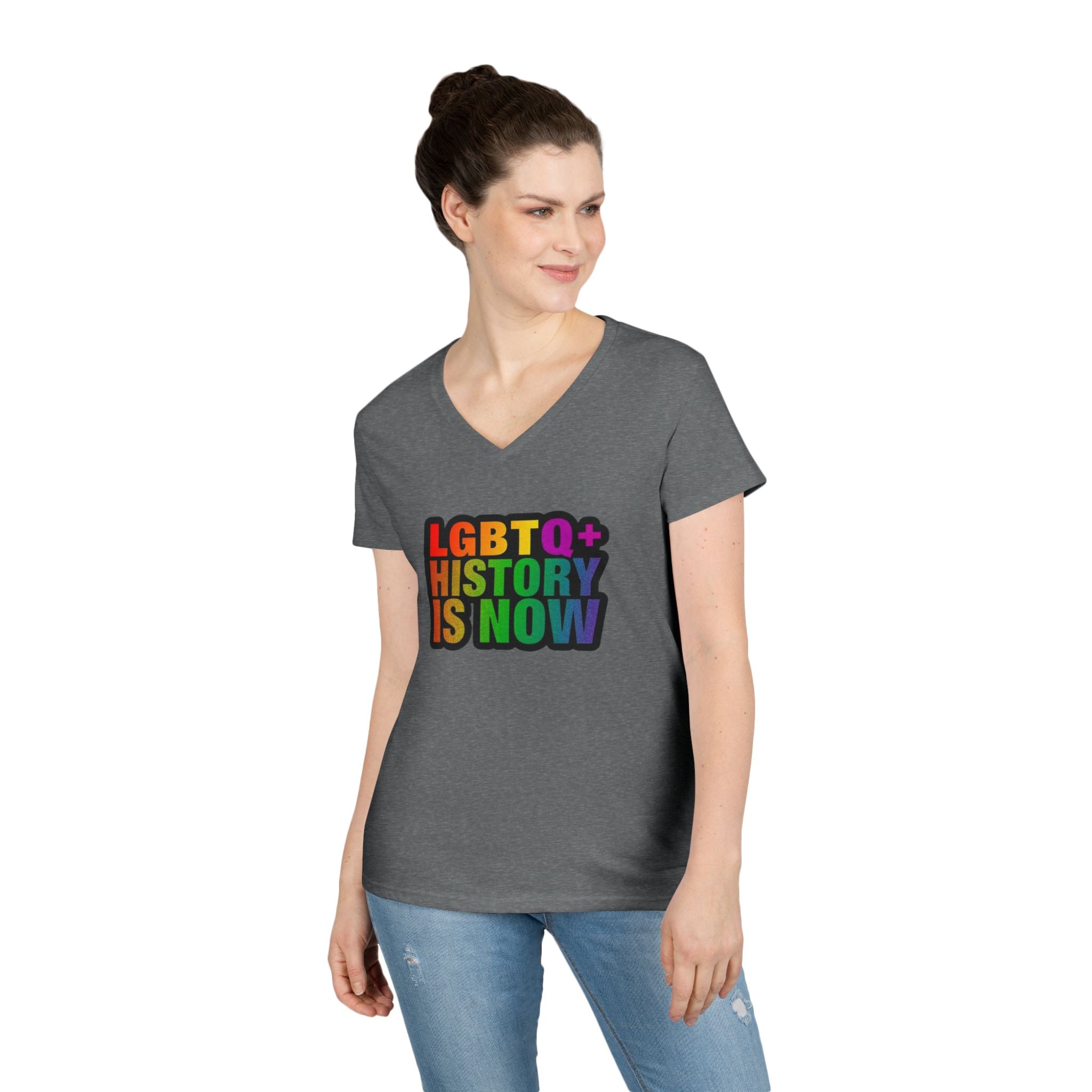 LGBTQ+ History V-Neck T-Shirt for Pride and Awareness