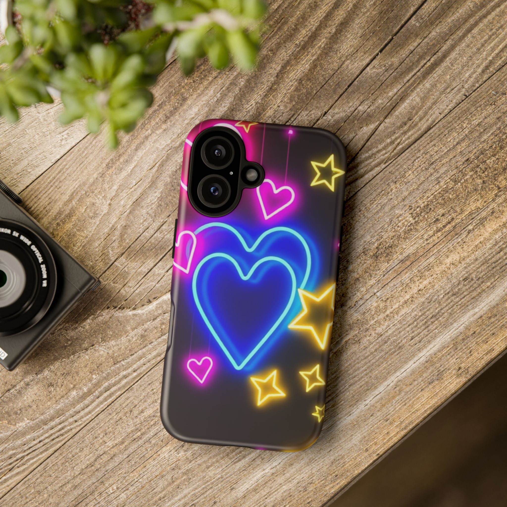 Android OR iPhone Compatible Cases - Neon Love Design - Unique Tough Cases