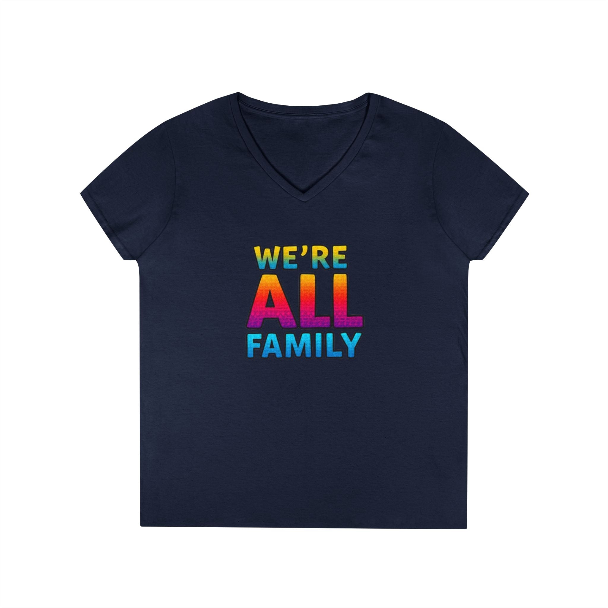 Ladies' V-Neck T-Shirt - "We're All Family" Pride Tee