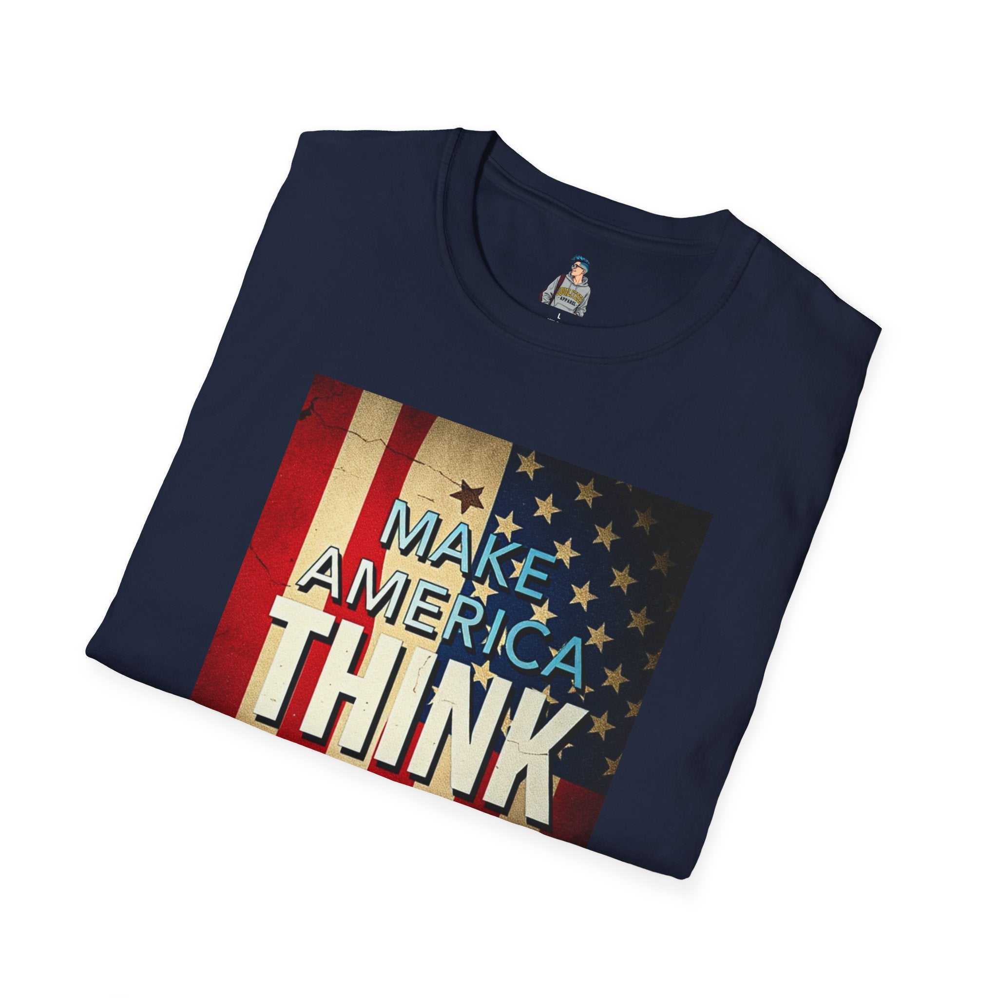 American Patriot Pride Unisex Softstyle T-Shirt, Make America Think Again Political Tee